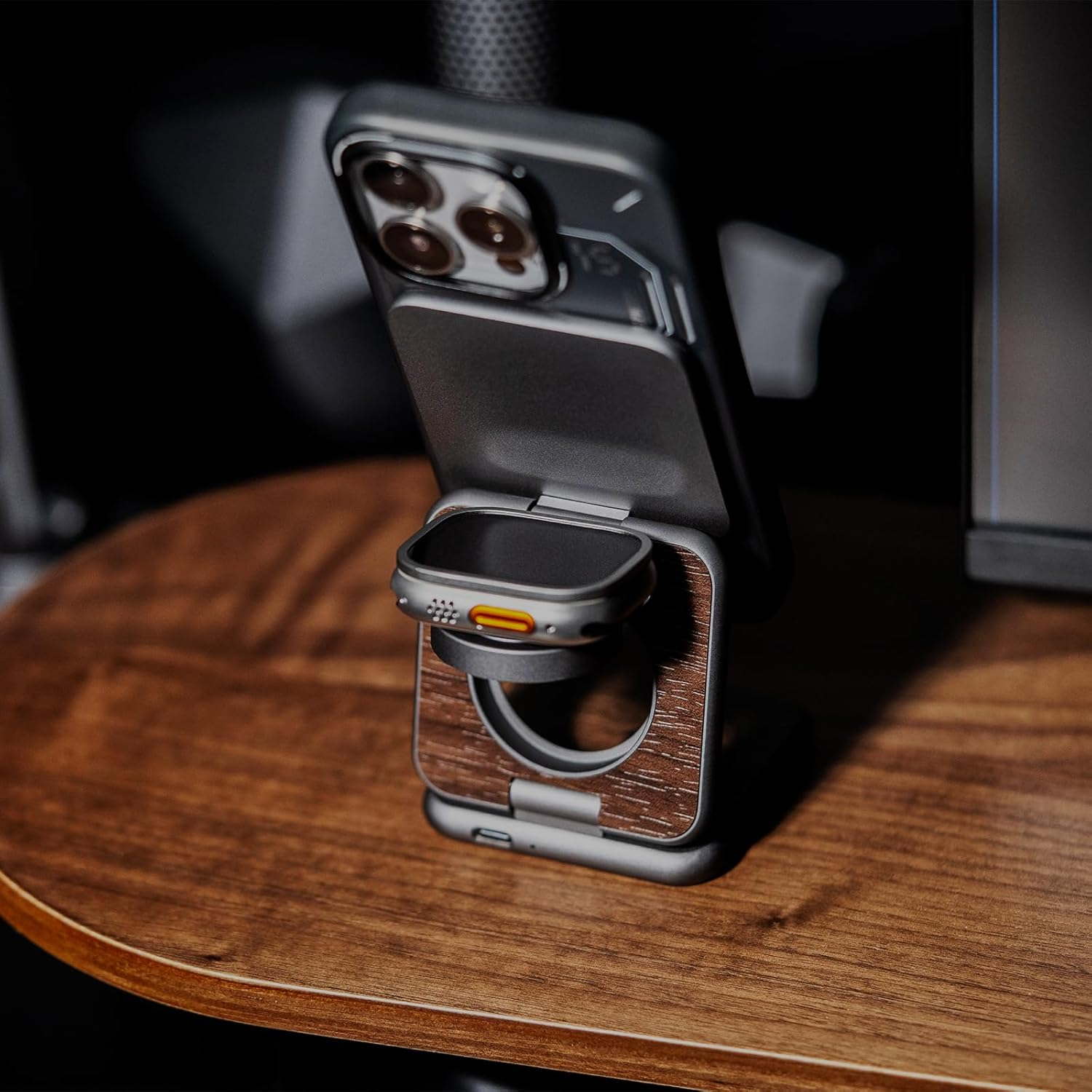 KU XIU X40 Magnetic Wireless Charger, 3 in 1 Wireless Charging Station for Apple Devices, Foldable Portable Fast Charging Stand for Iphone 17/16/15/14/13/12 Pro Max & Apple Watch, Airpods - Wood Grain image number 3