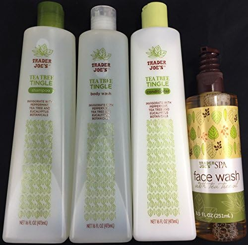 Trader Joe'S Body and Bath Bundle: 1 Tea Tree Tingle Shampoo, 1 Conditioner, 1 Body Wash and 1 Face Wash with Tea Tree Oil, 4 Items image number 4