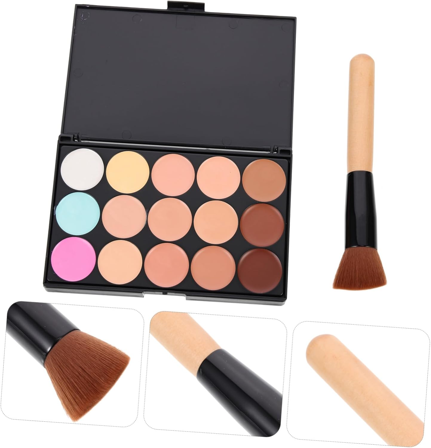 Generic 2Pcs Concealer Palette with Multi-Function Shading Powder and Makeup Brushes for Women Soft Matte Blendable Cream for Skin Scar Concealing Contour Highlight Kit for Natural Finish