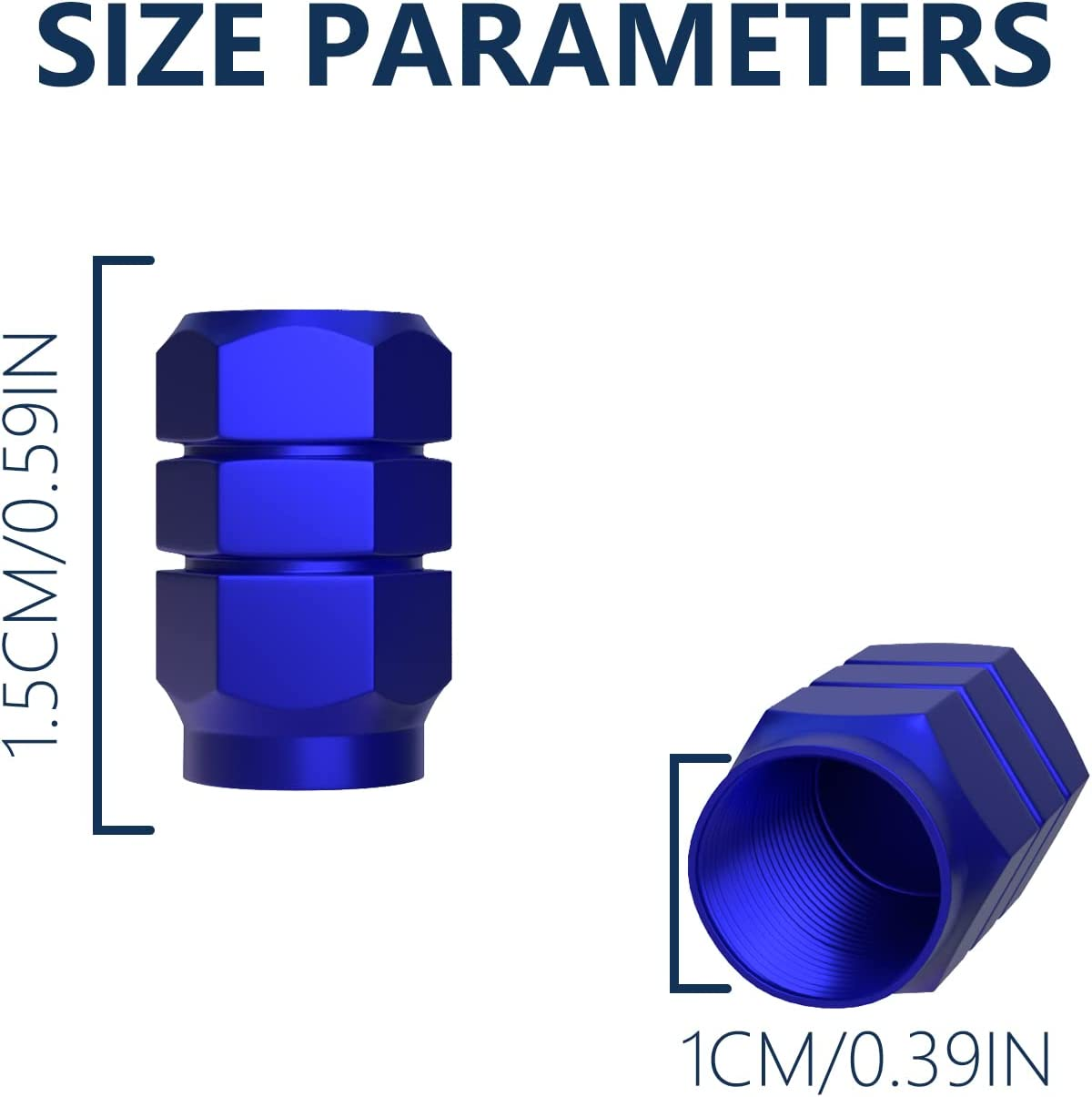 BOROLA Car Tire Valve Stem Caps with Hexgon Style(Blue, Pack of 5) image number 3