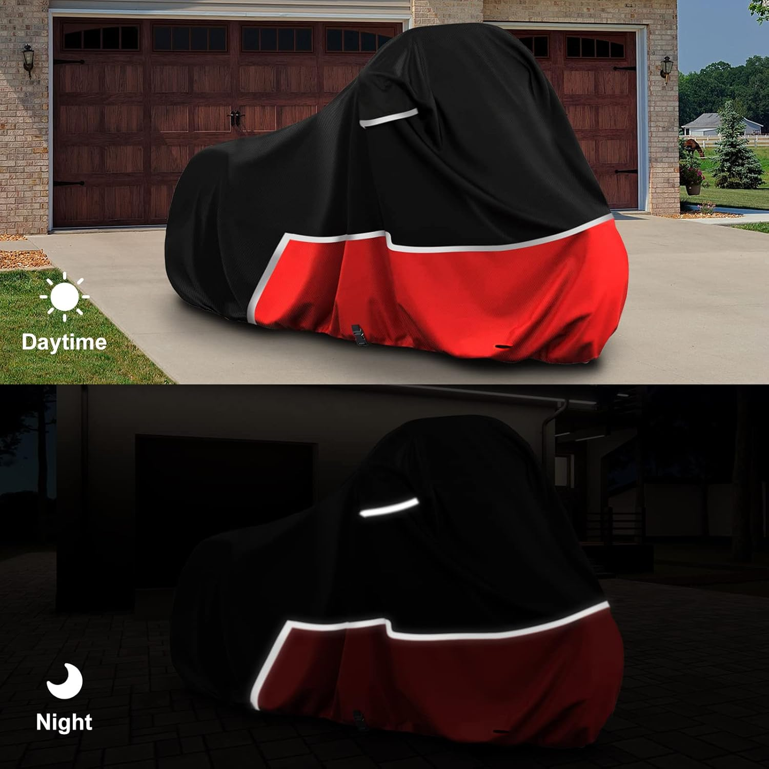 Waterproof Motorcycle Cover Replace for Harley Davidson Cruiser Models, 420D Oxford Cloth Softail, Dyna, Iron 883, Fat Boy 114, Forty-Eight, Low Rider, Sport Glide Cover for Snow Rain Protection image number 2