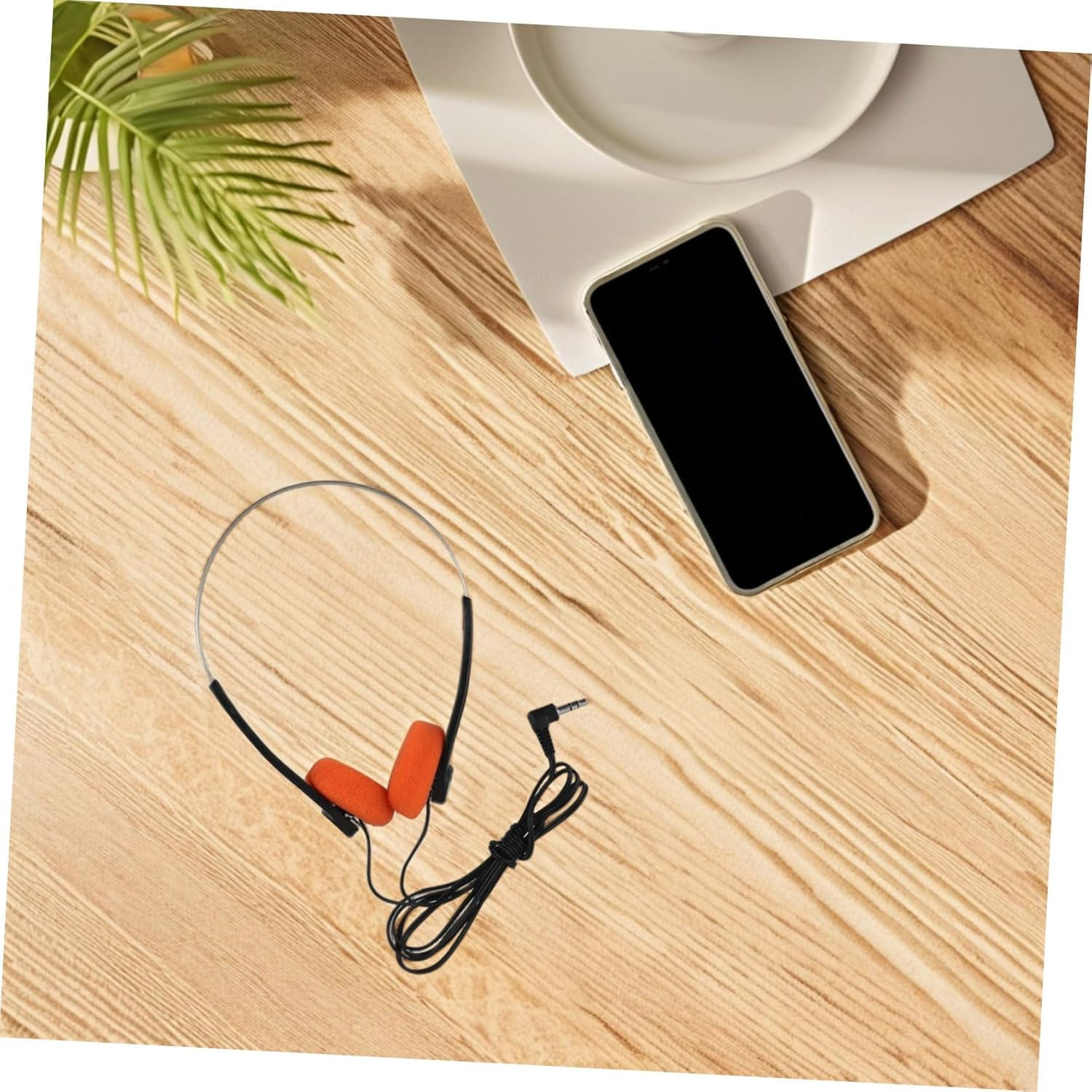 OHPHCALL Lightweight Retro Wired Ear Headphones with Adjustable Headband and Cushioned Ear Pads for Classroom and Library Use Portable Travel Headphones with Clear Vocal Sound for Students image number 1