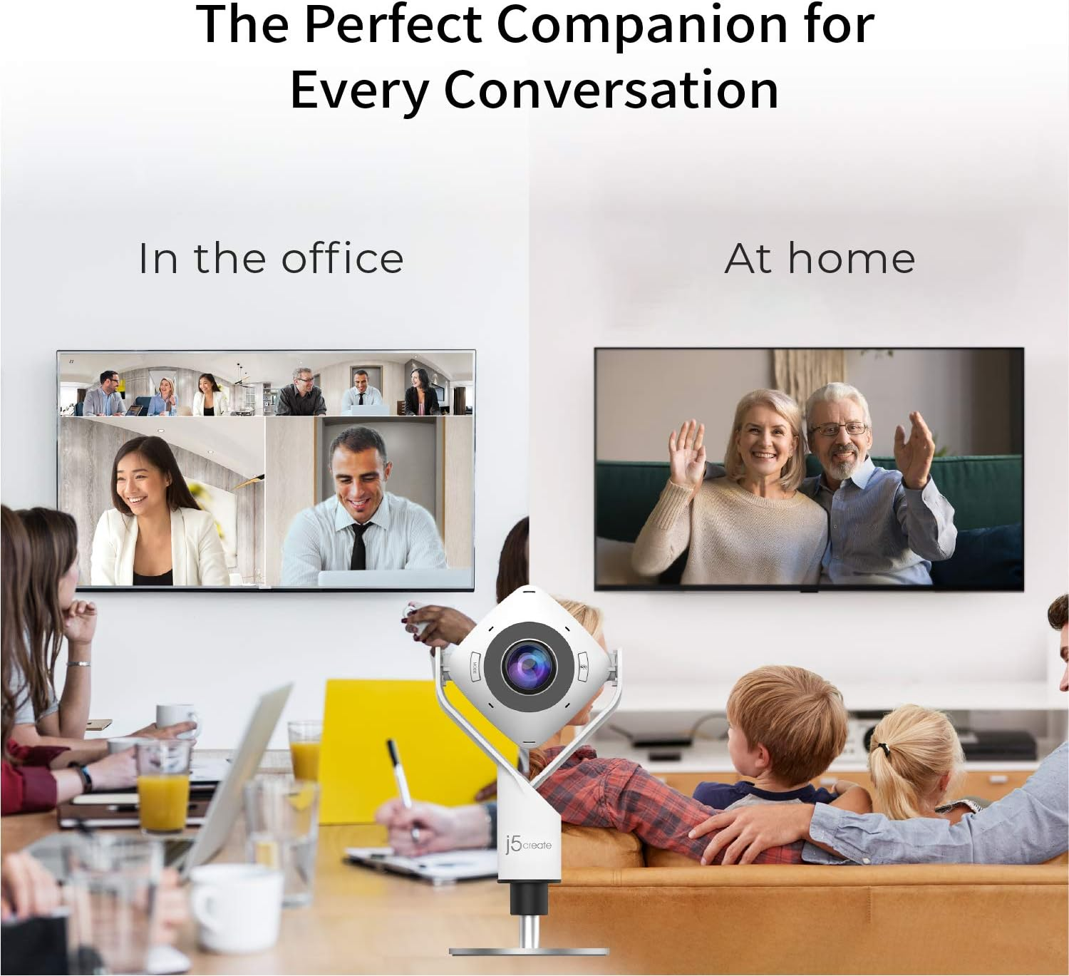 J5Create 360 Degree All around Meeting Webcam - 1080P HD Video Conference Camera with High Fidelity Microphone, USB-C | for Video Conferencing, Online Classes, and Collaboration (JVCU360) image number 6
