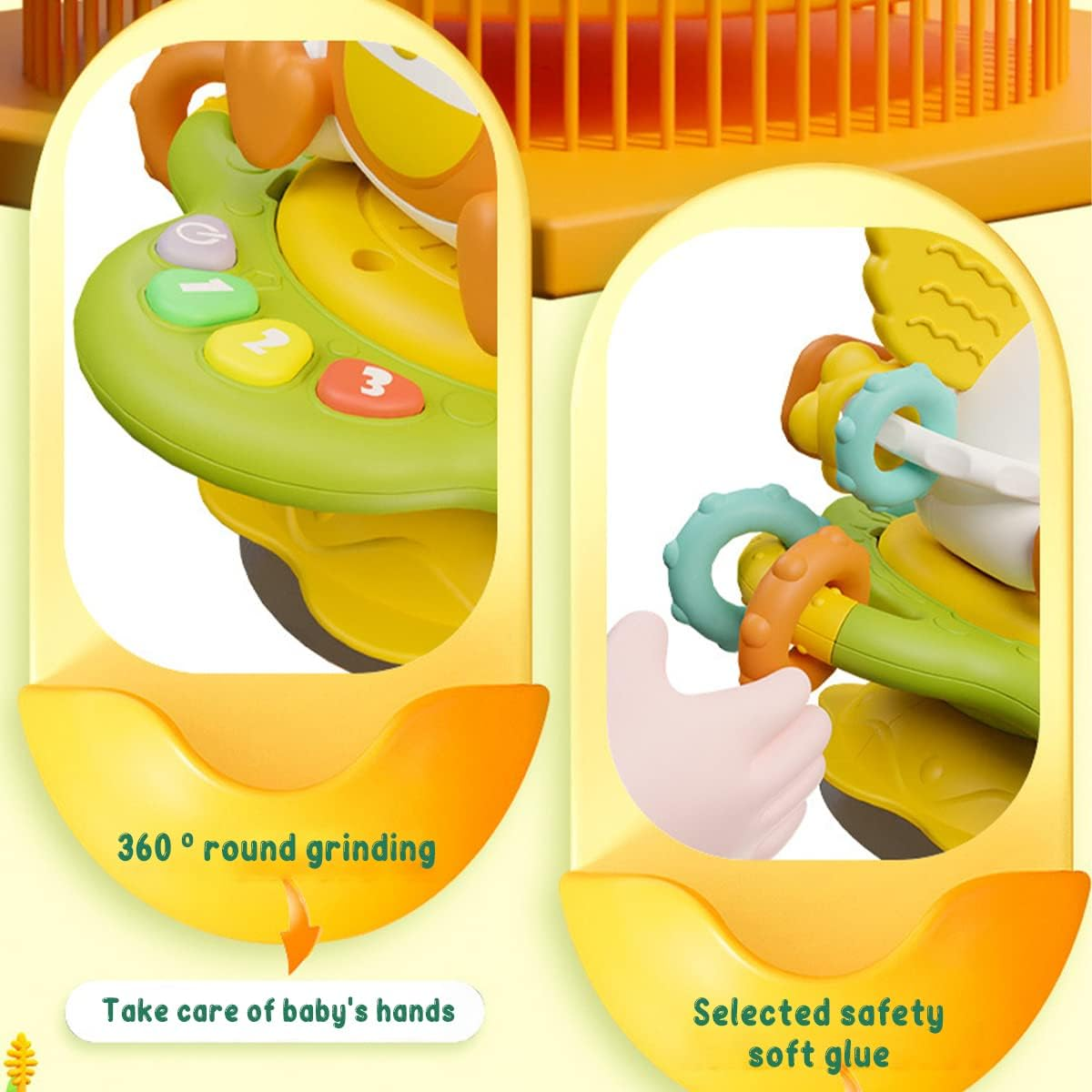 Baby High Chair Toys with Suction Cups Montessori Highchair Rattle Toy Early Educational Interactive Baby Tray Toy Cute Fun Sensory High Chair Suction Toy for 12 Months up Infant Toddler(Goose)