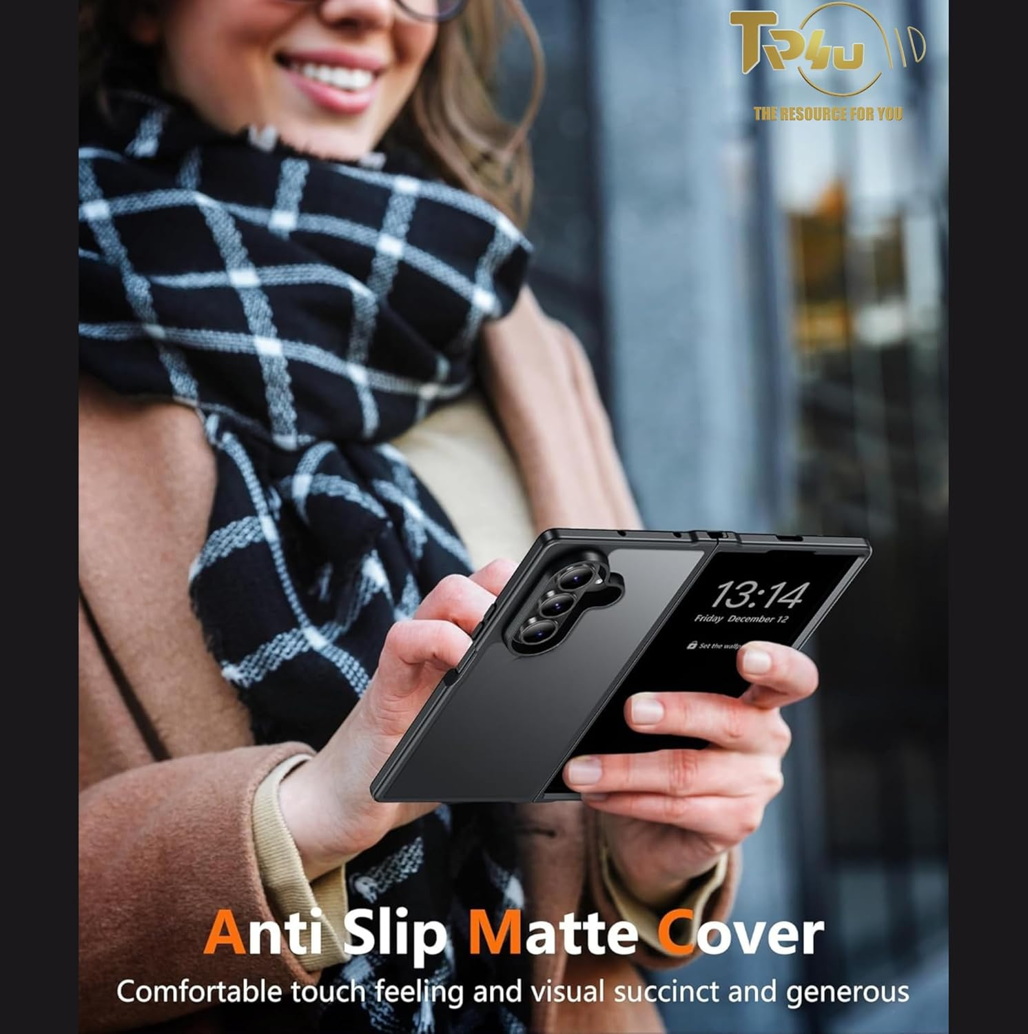 TR4U the Resource for You Matte Case Frosted Black Compatible with Samsung Galaxy Z Fold 7 [Shockproof] [Military Grade Protection] [Non-Slip Slim Fit] Protective Case for Z Fold 7 8.2-Inch (2025) image number 3