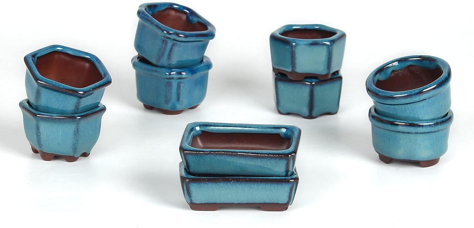 Bonsai Planter Succulent 1.8"(4.5Cm) 10 Mini Glazed Pots image number 3