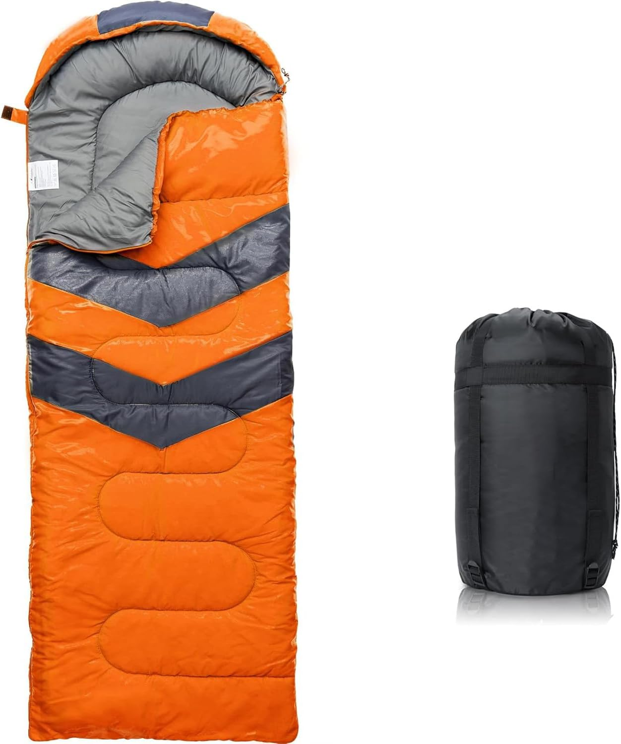 MINYII Sleeping Bags for Adults Backpacking Lightweight Water Resistance Cold Weather Sleeping Bag for Girls Boys Mens for Warm Camping Hiking Outdoor Travel Hunting with Compression Bags, Orange image number 3