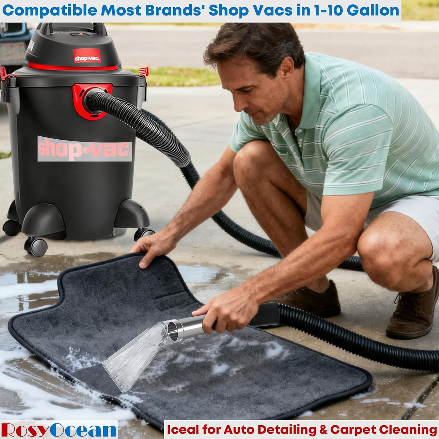 Upholstery & Carpet Cleaning Attachment Hand Wand with Viewing Head Auto Detailing Vacuum Head Hand Tool for Truck Mount & Portable Extractor - Transparent image number 2