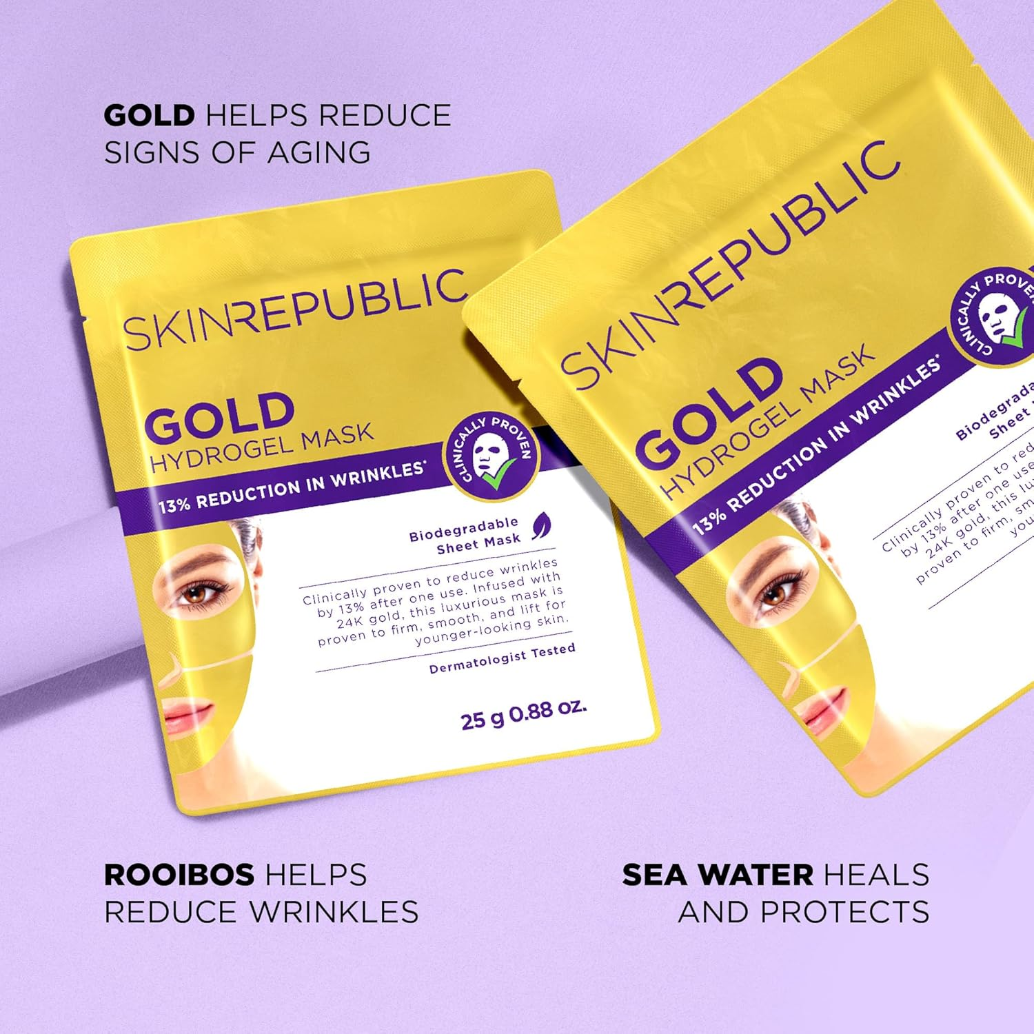Skin Republic 10 Pack Gold Hydrogel Face Mask image number 2