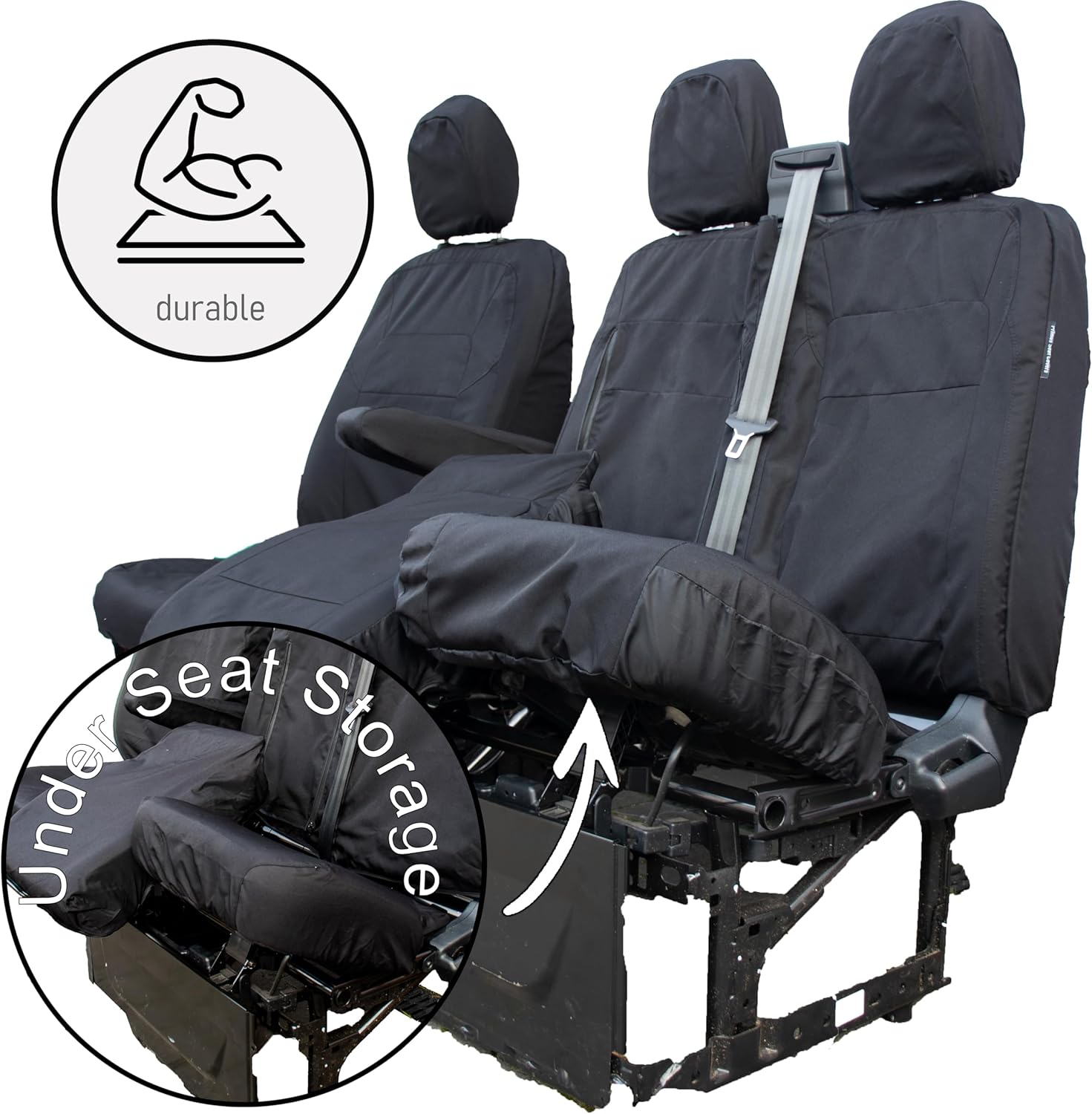 Seat Covers to Fit the Ford Transit Custom 2024 Onwards | Tailored Driver & Double Passenger | Waterproof, Heavy Duty, Durable Easy to Fit Ford Transit Custom Seat Cover 2025 | Single Driver Armrest