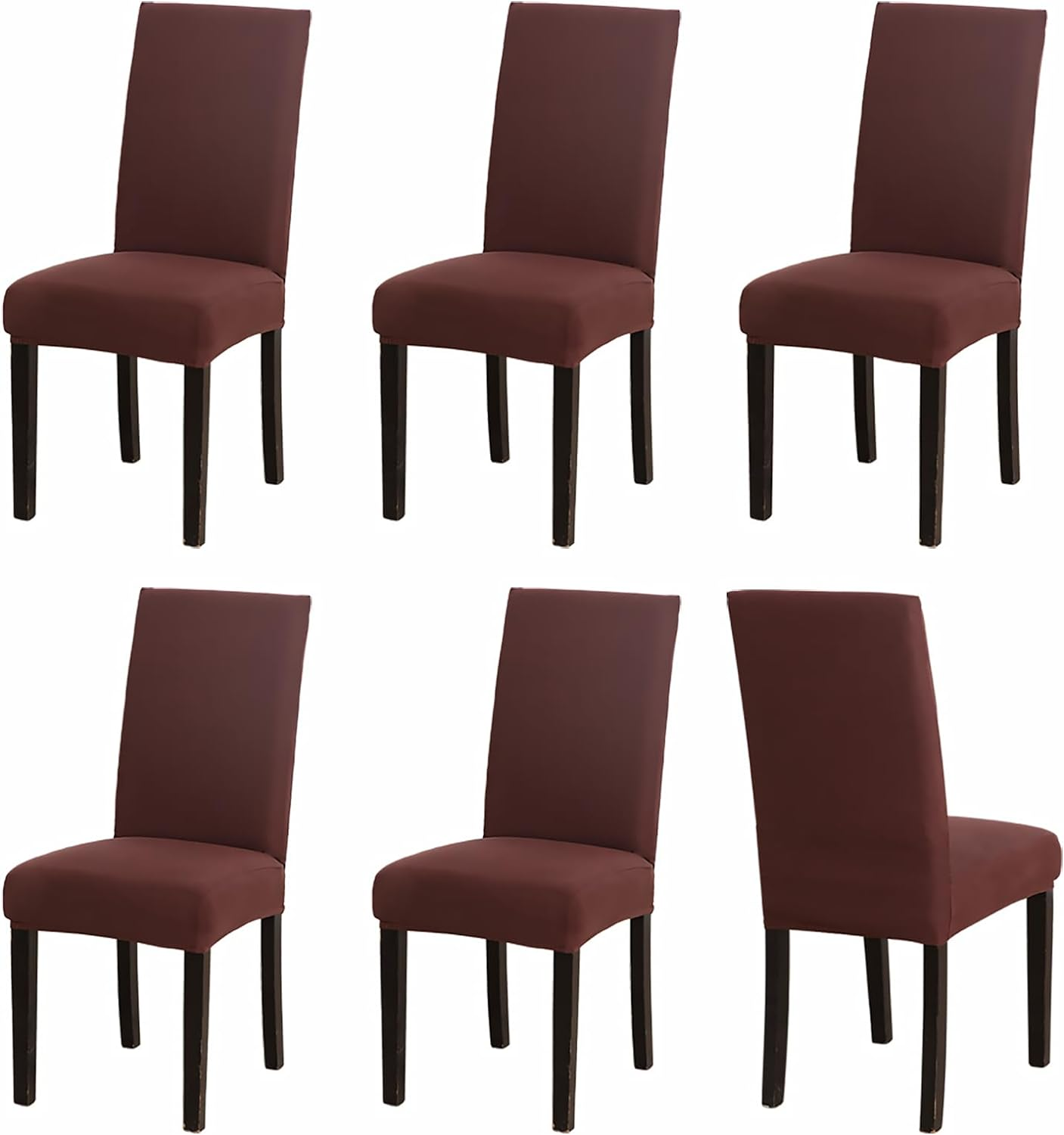 Stretch Dining Chair Covers Soft Removable Kitchen Seat Covers Parsons Chair Slipcovers for Dining Room (6, Black)