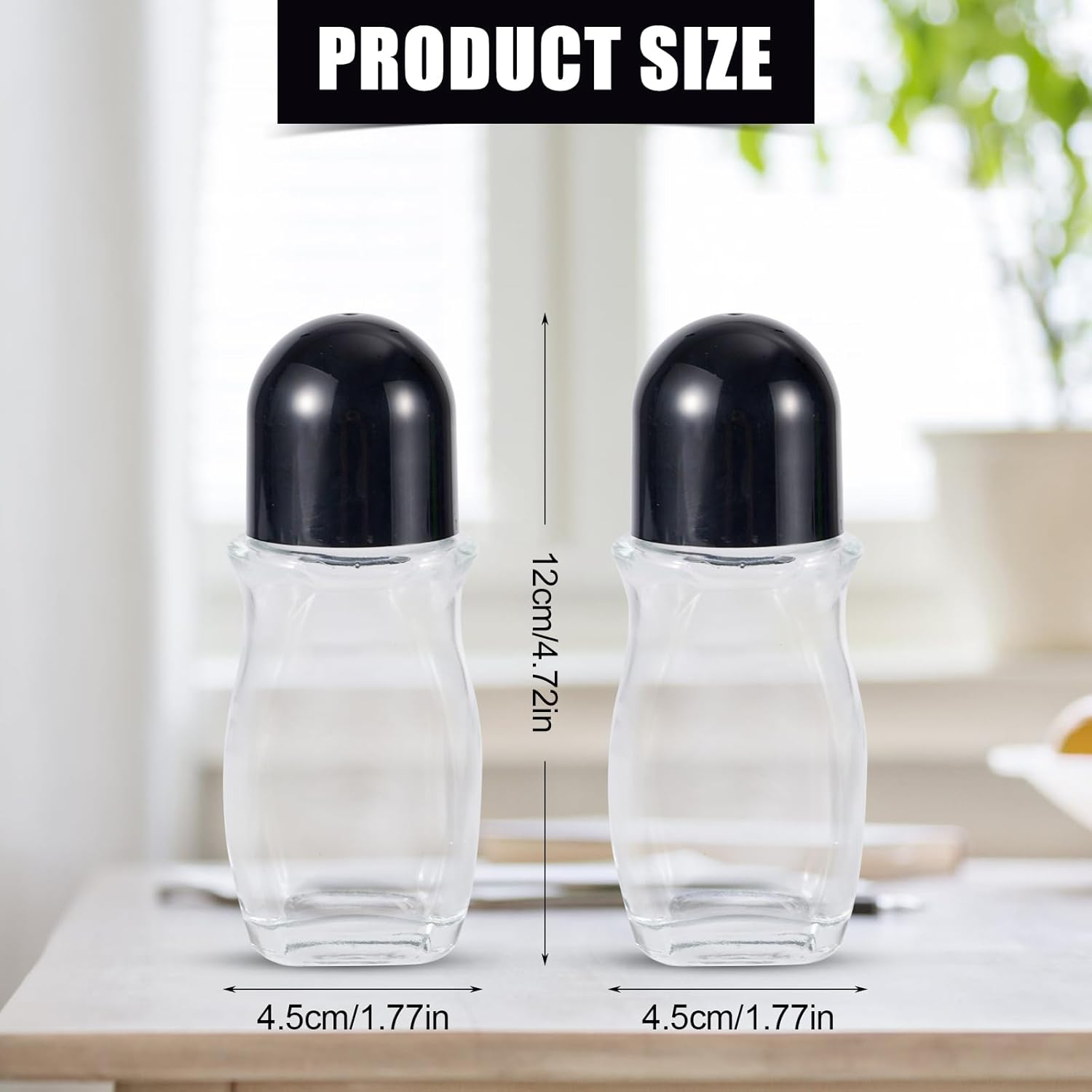 PEUTIER 2Pcs Clear Oil Roller Bottles, 1.76Oz Leak-Proof Essential Oil Bottles Roller Ball Compact Roll-On Bottles Refillable Cosmetic Containers Roller Vials for Perfume Essential Oil (Black) image number 3