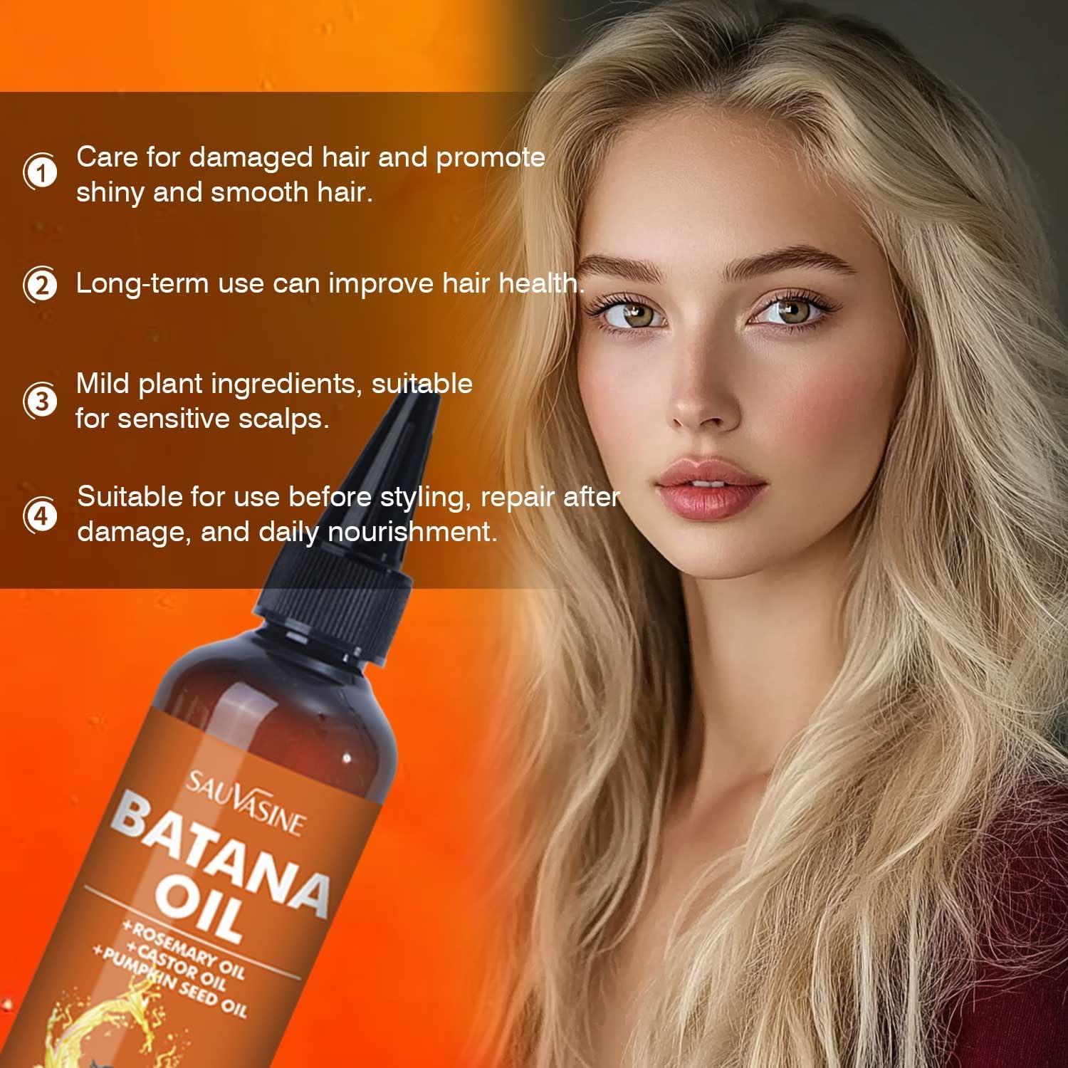 Batana Oil YANSOULIR 4-In-1 Scalp Serum & Hair Care Essence - Natural Ingredients to Nourish, Strengthen Roots, Enhance Volume, and Deliver Silky Shine image number 4