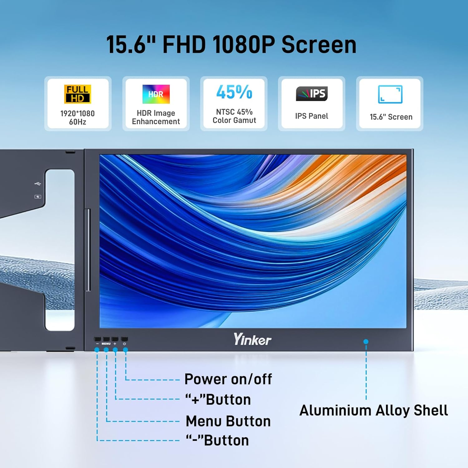 Laptop Screen Extender, 15.6'' Portable Triple Laptop Monitor Extender, Only One USB-C Connection, 1080P FHD, 360&deg; Rotation Compatible with Macos, Windows, Android, Fit 11-17'' Laptops