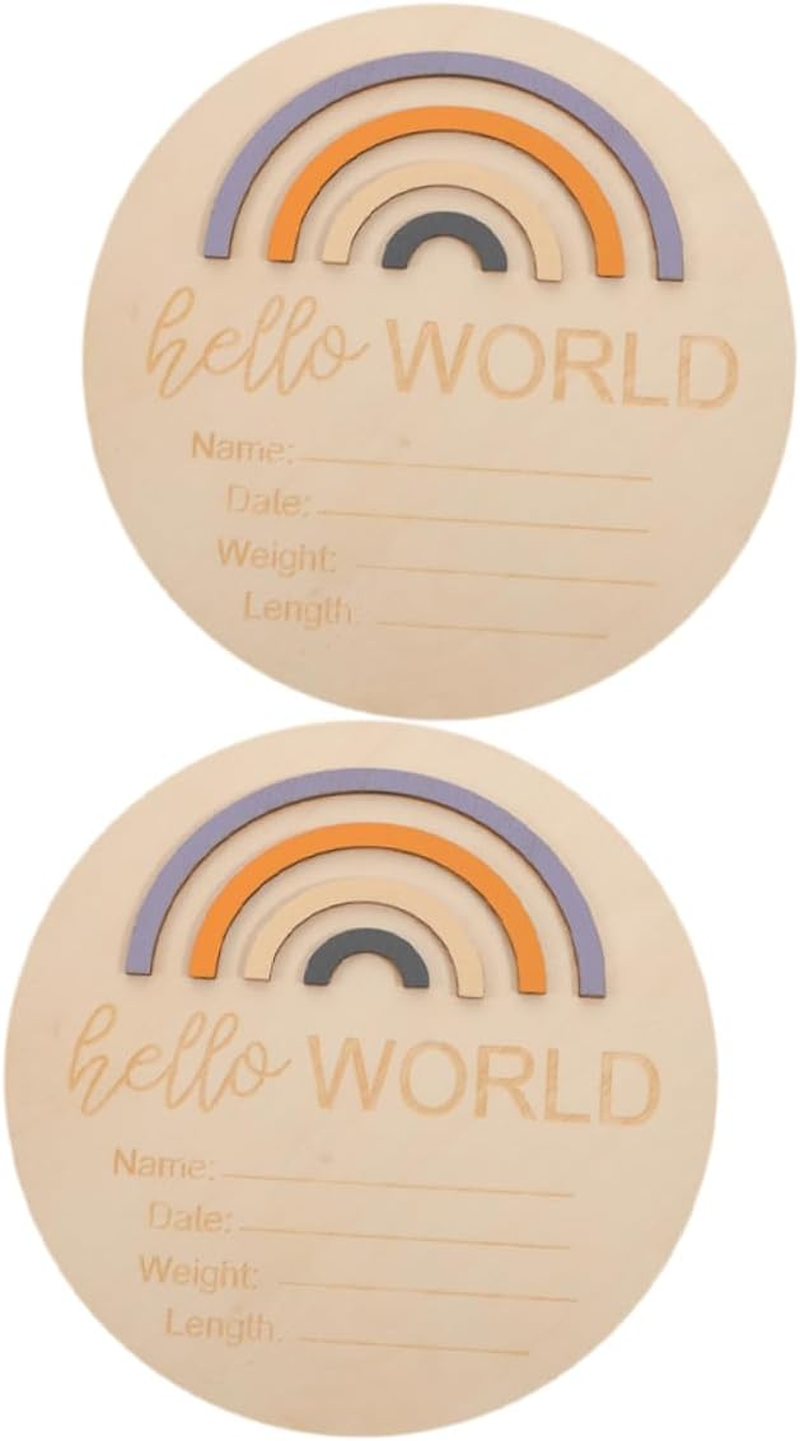 ERINGOGO 2Pcs Monthly Milestone Signs Names Wooden Discs for Milestone Photography image number 2