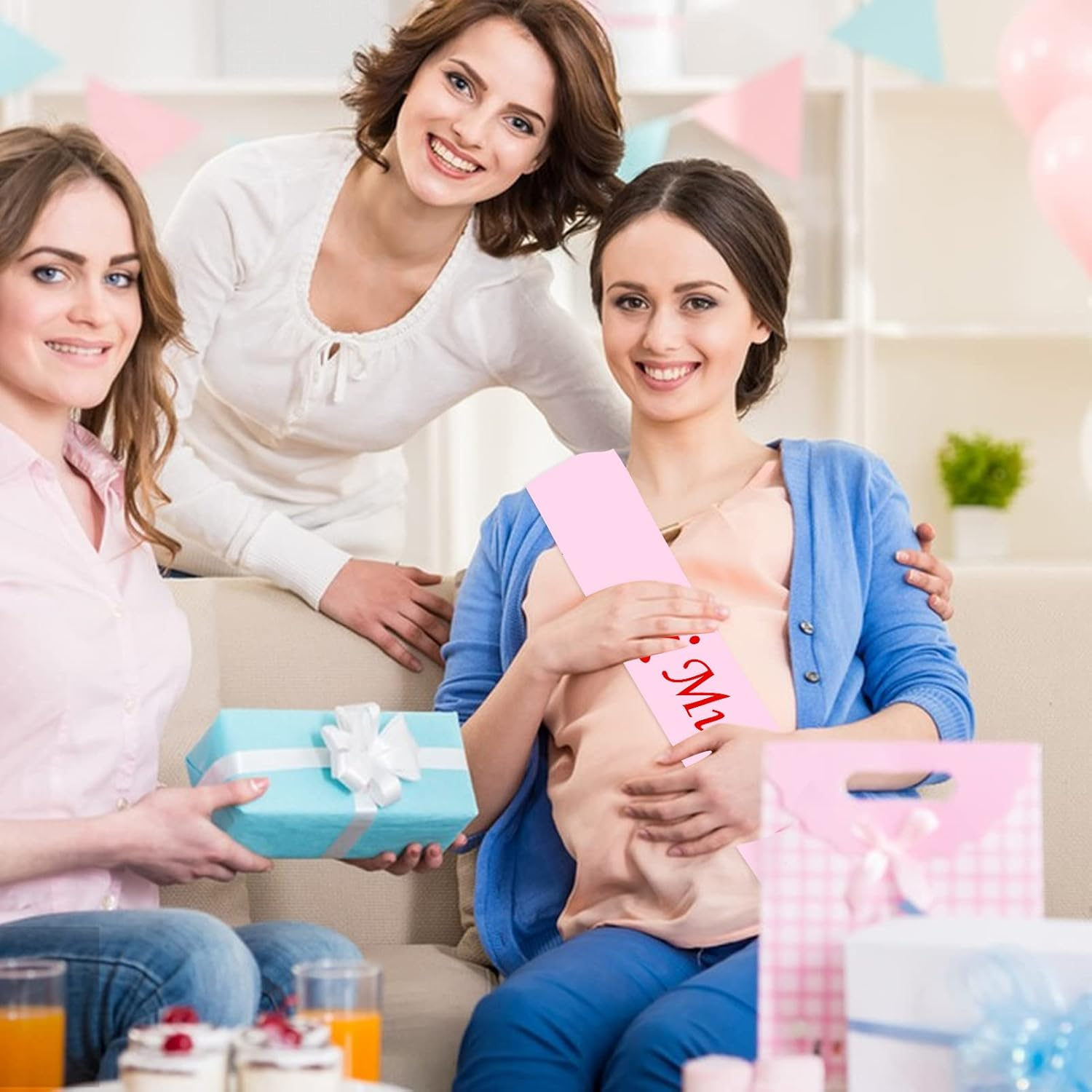 2PCS Mummy to Be Sash Pink Daddy to Be Sash Blue Mummy and Daddy to Be Sash Mum to Be Sash Baby Shower Sash Dad to Be Sash Party Decoration Supplies Baby Shower Sashes for Mum Family image number 4