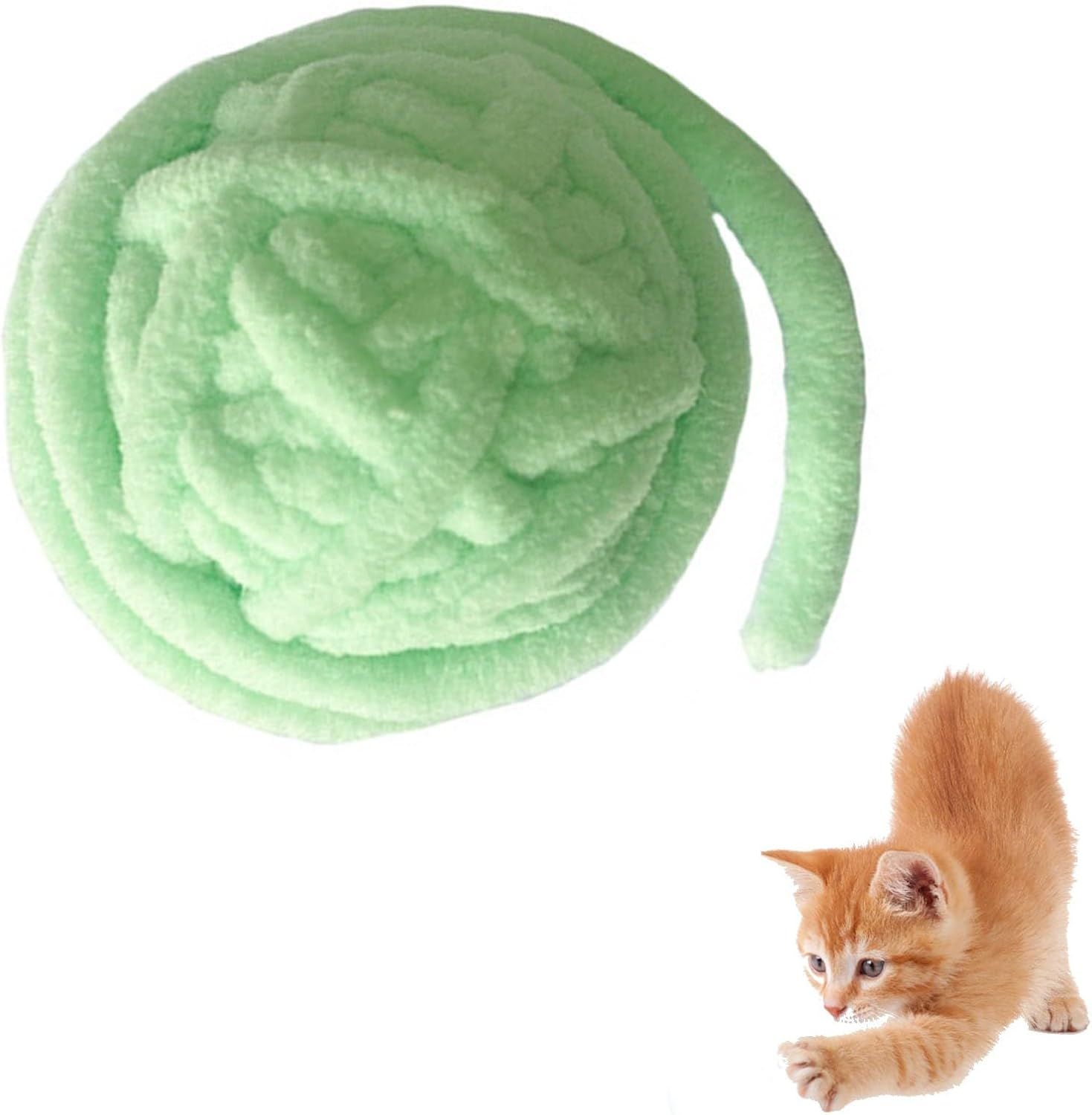 Cat Yarn Ball Toy, Fun Bite Resistance Woolen Yarn Cat Ball Toy with Bell, Furry Rattle Ball Interactive Cat Toys Balls Soft Fuzzy Balls Cotton Thread Ball Toys for Cats Kittens Puppies Self(Pink)