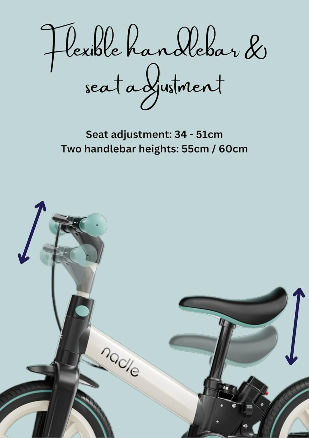 Nadle Kid'S 4 in 1 Balance Bike, Bicycle with Optional Training Wheels And/Or Parent Handle