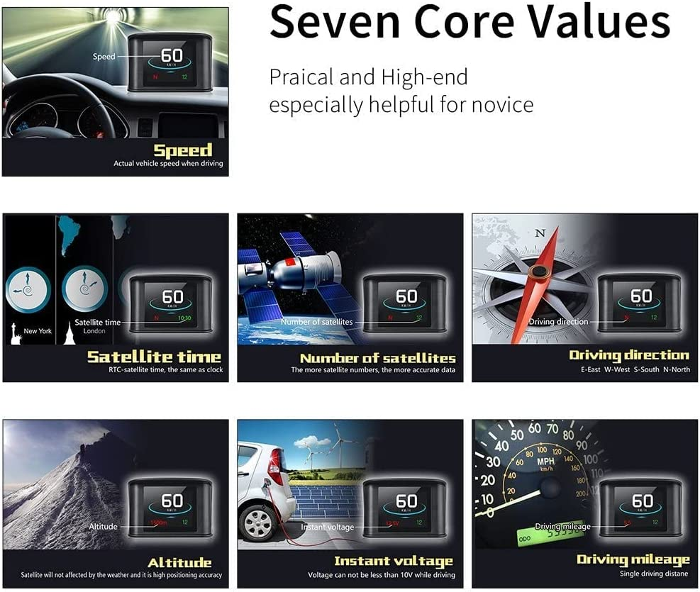 TIMPROVE T600 Universal Car HUD Head up Display Digital GPS Speedometer with Speedup Test Brake Test Overspeed Alarm TFT LCD Display for All Vehicle image number 6