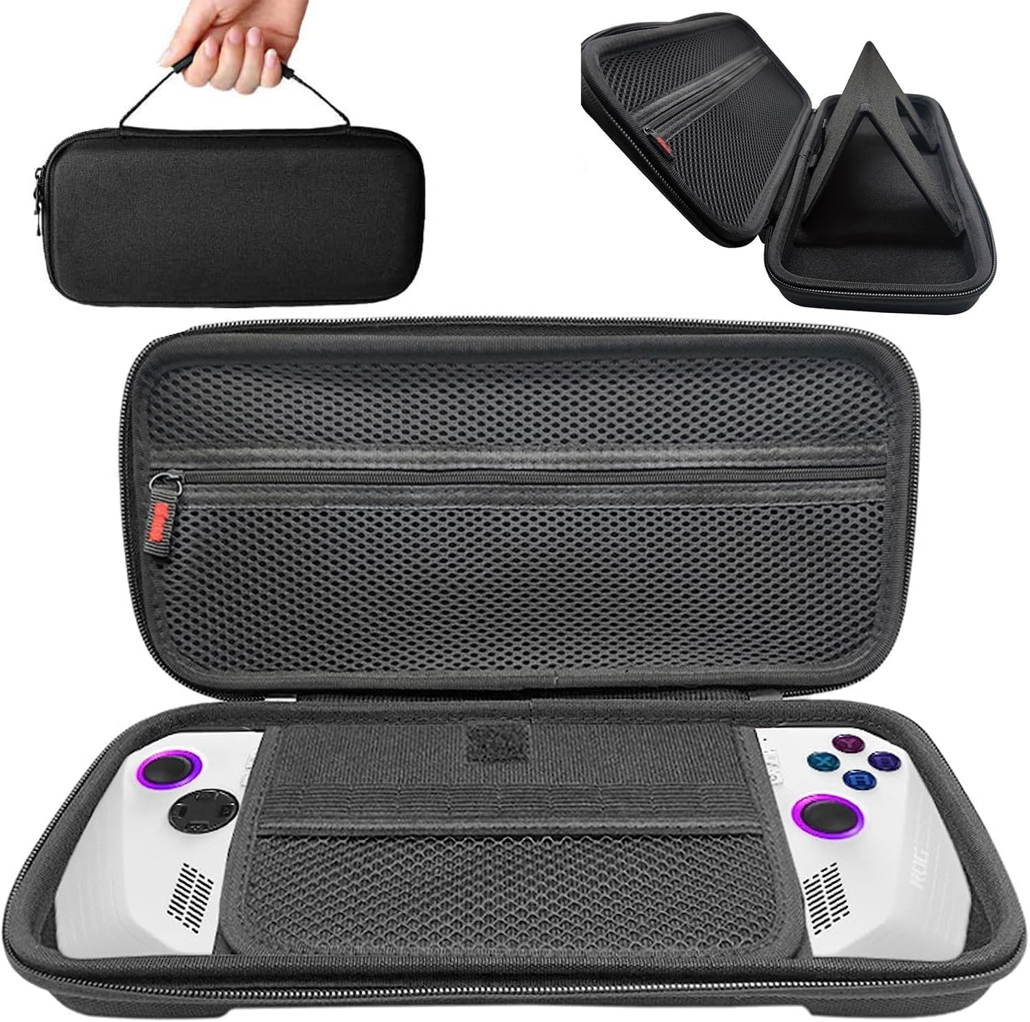 T Tersely Carrying Case Portable Hard Shell Carry Bag for ROG Ally Gaming Handheld, Protective Hard Portable Travel Case Cover Shell Pouch with Pockets for Accessories and Games