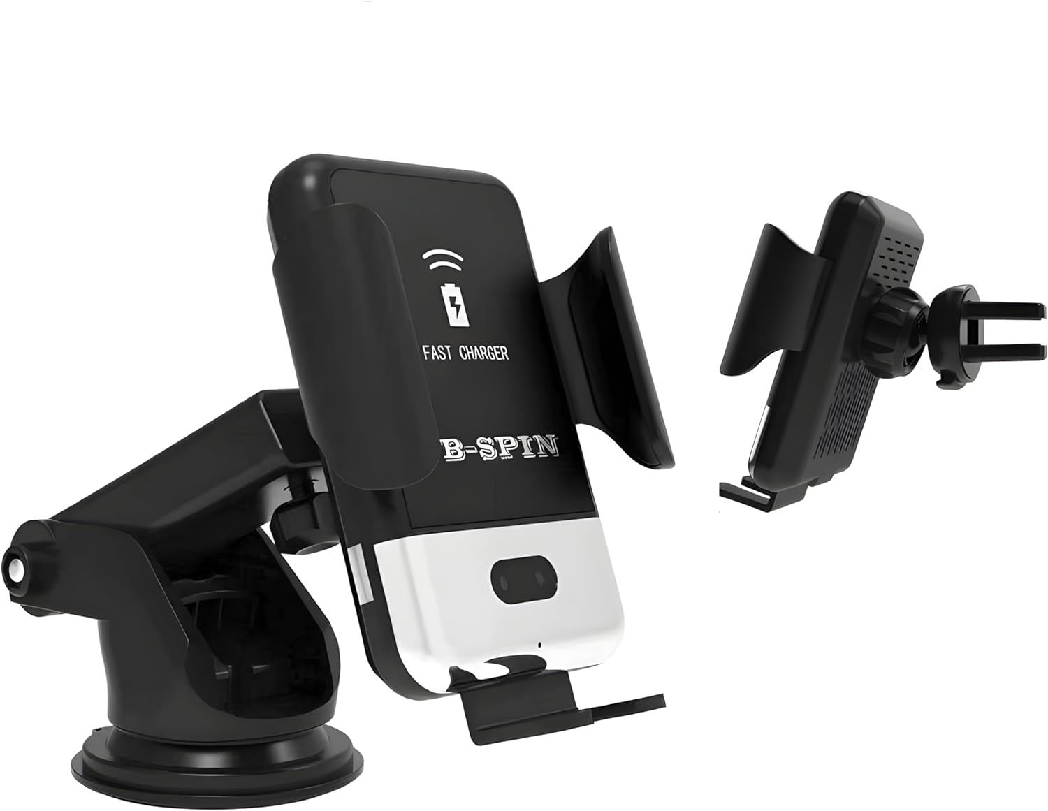 Automatic Clamping Car Holder Compatible for Fast Phone Wireless Charging (Air Vent, Dash Board & Windscreen) Strong Mounting 15 Watt with 360 Degree Rotation image number 1