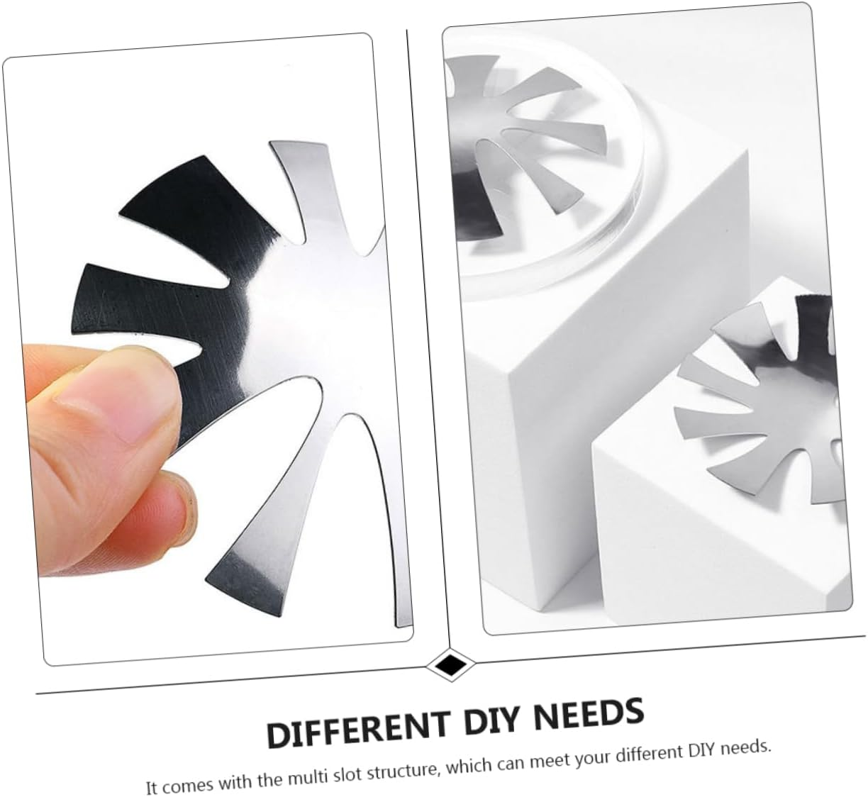 Minkissy 3Pcs Stainless Steel Crystal Nail Art Template French Tip Nails Guide DIY Manicure Art Trimmer Kit image number 1