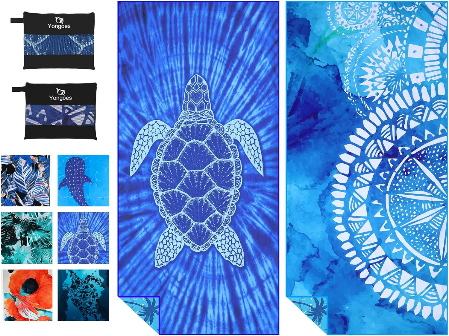 2 Pack Microfiber Lightweight Thin Beach Towel Sand Free Quick Dry Super Absorbent Compact Oversized Large Towels for Swimming Pool Yoga Gym Travel Vacation Beach Accessories Essentials for Adults