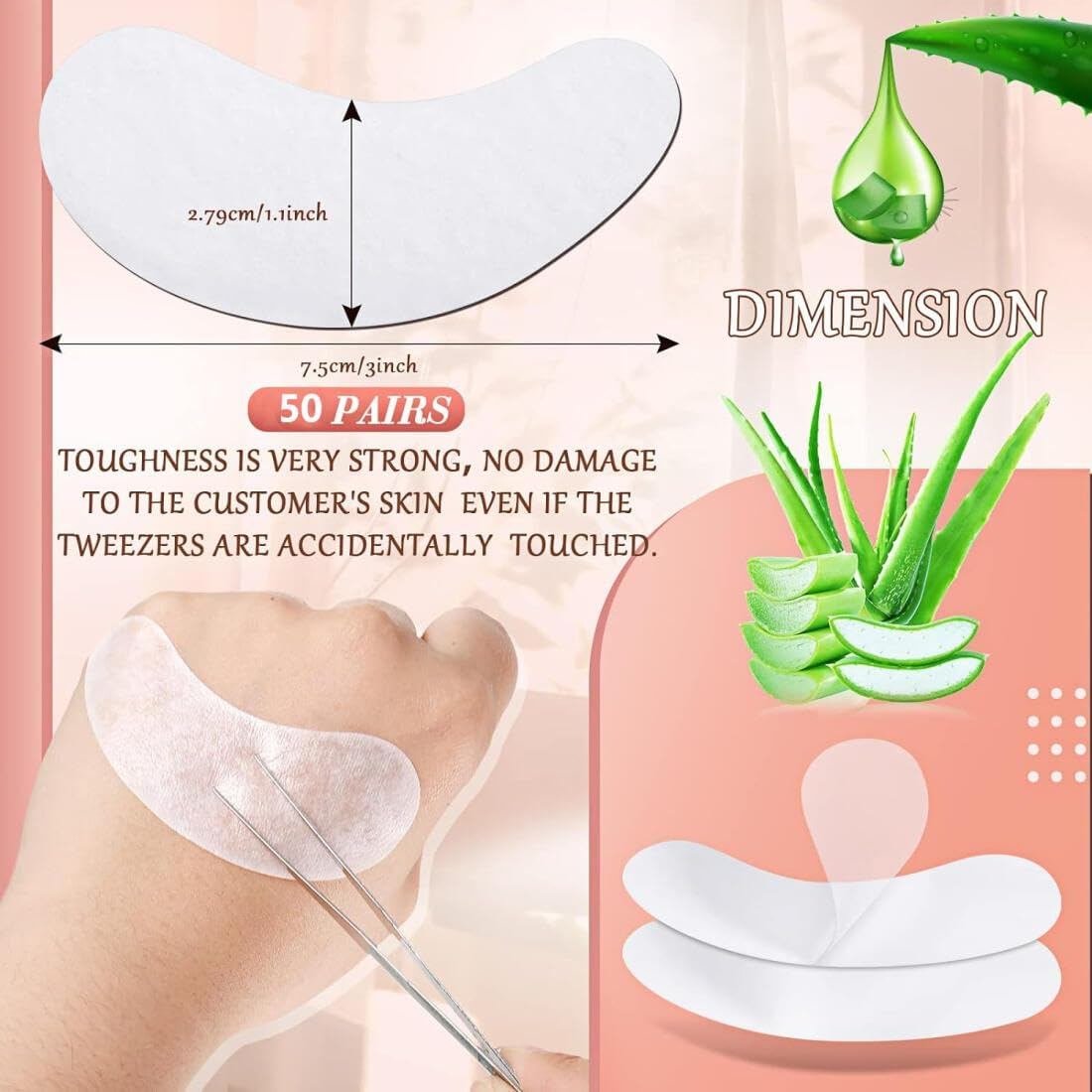 Under Eye Pads,50 Pairs Set Eyelash Extension Gel Patches,Lash Extension Lint Free under Hydrogel Eye Mask Pads Beauty Tool,Eye Patches Skincare,Under Eye Patches,Eye Pads Lash Extensions image number 2