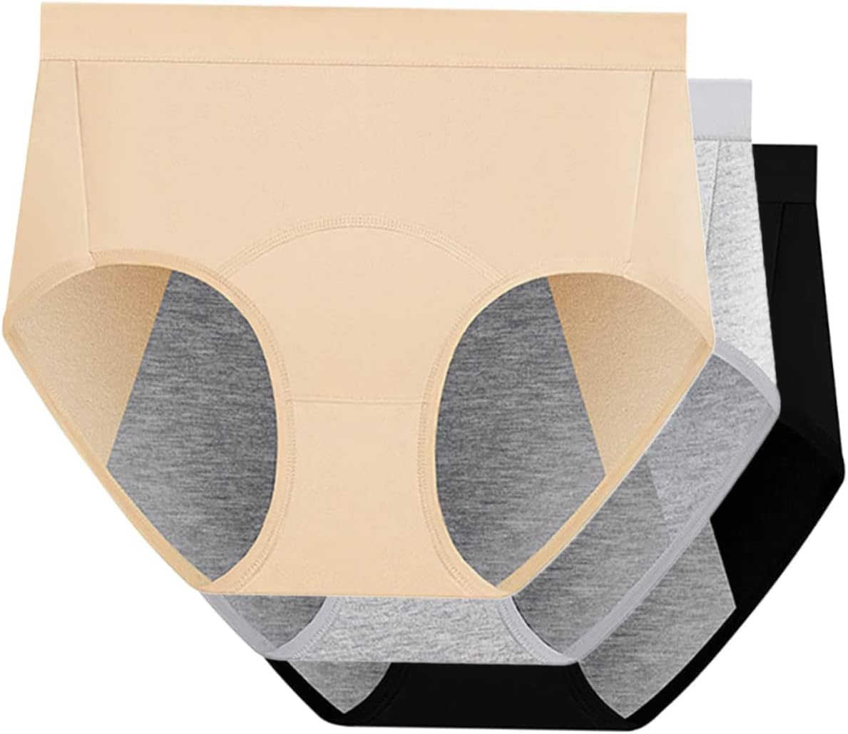 3Pcs Women'S High Waist Cotton Panties Leak Sanitary Underwear for Menstrual Comfort Breathable and Comfortable for Postpartum image number 1