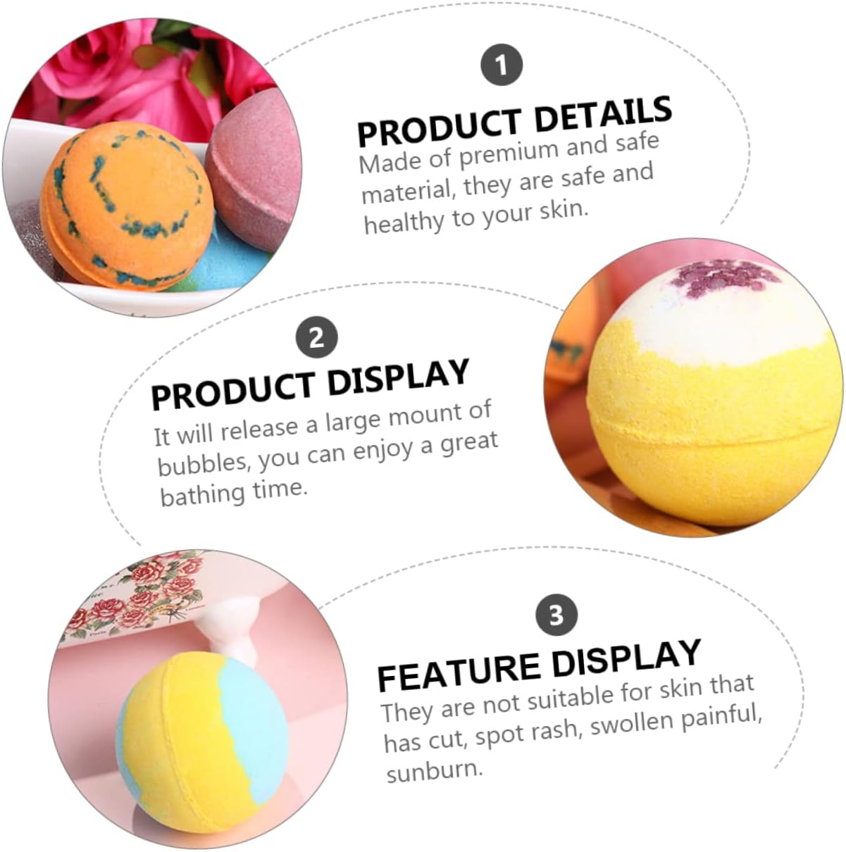 Beatifufu 6Pcs Bath for Relaxation and Skin Natural Ingredients Lemon Sweet for Home and Travel Use image number 3