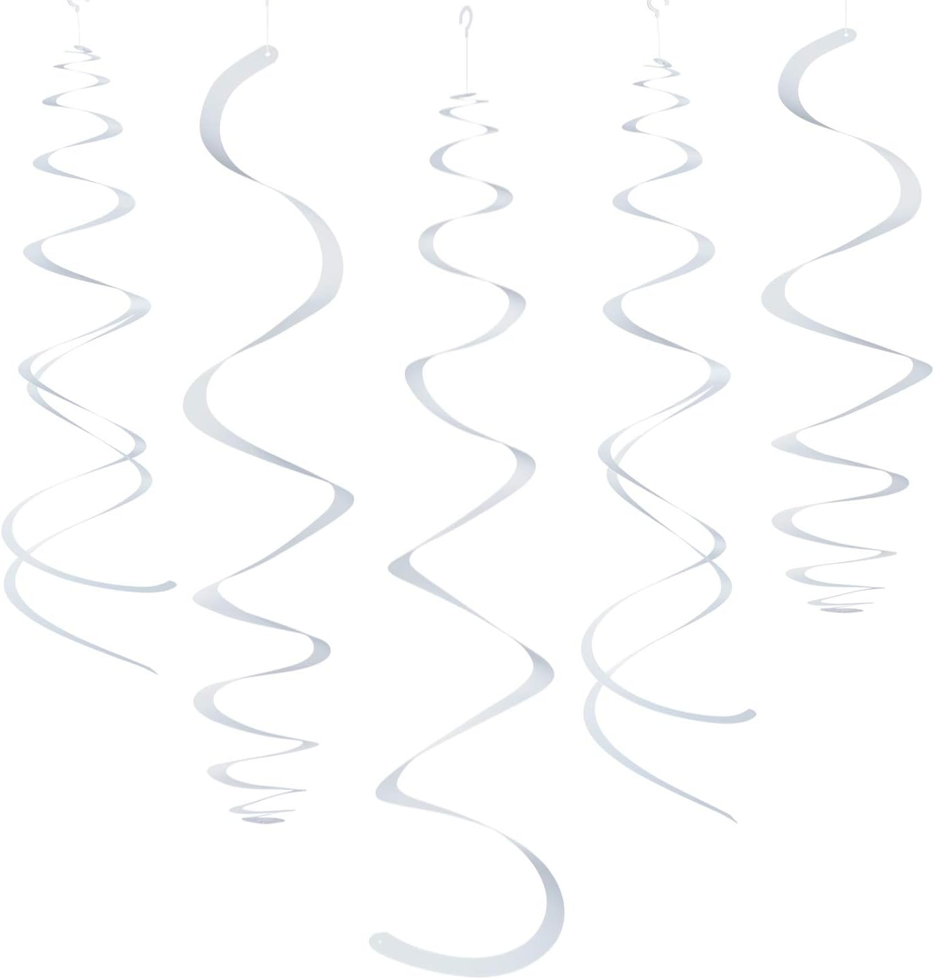 WEVEN Orange Party Hanging Swirl Decorations Plastic Streamer for Ceiling, Pack of 28 - 28 Pcs Lake Blue image number 3