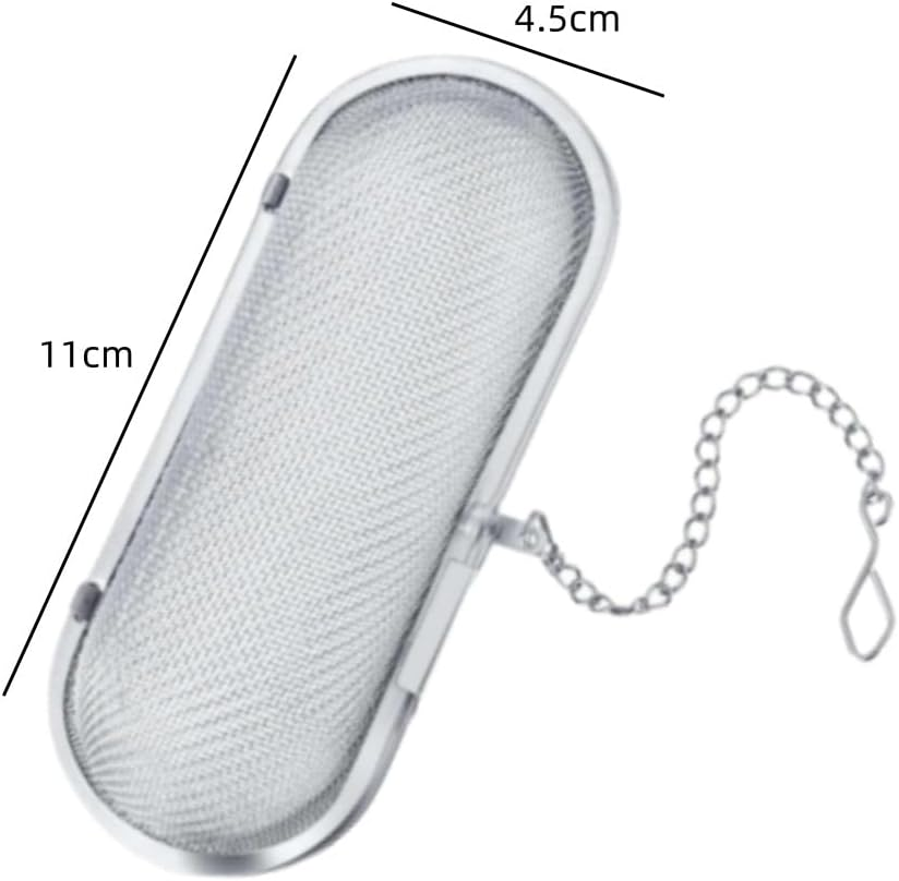 2 Pcs Tea Strainer, CAASFOOY Spice Strainer for Cooking,Tea Filter, Floating Stainless Steel Mesh Tea Infuser Oval Loose Leaf Tea for Kitchen Cooking Office Home Supplies (Silver) image number 2