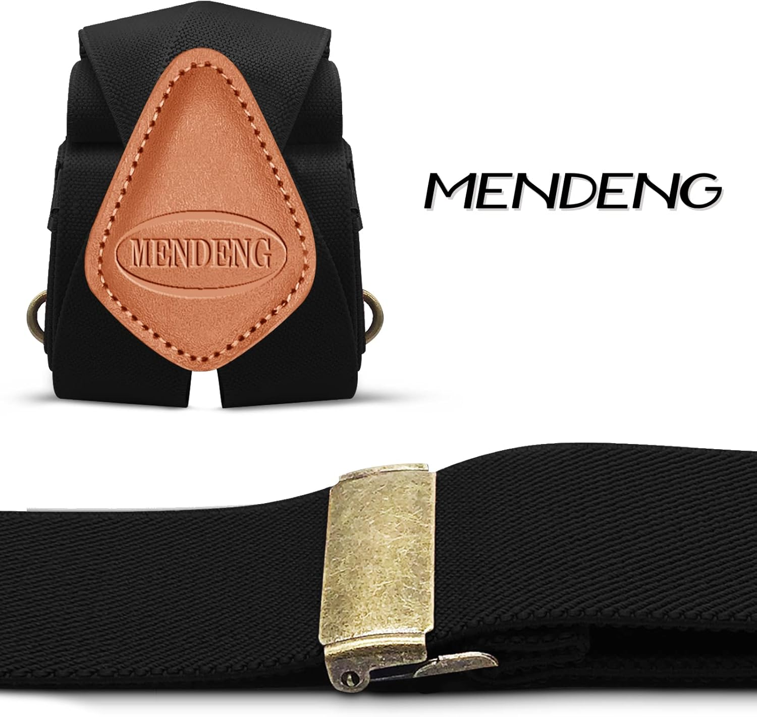 MENDENG Trucker Side Clip Suspenders X-Back 1 1/2" Wide Adjustable Braces Gift