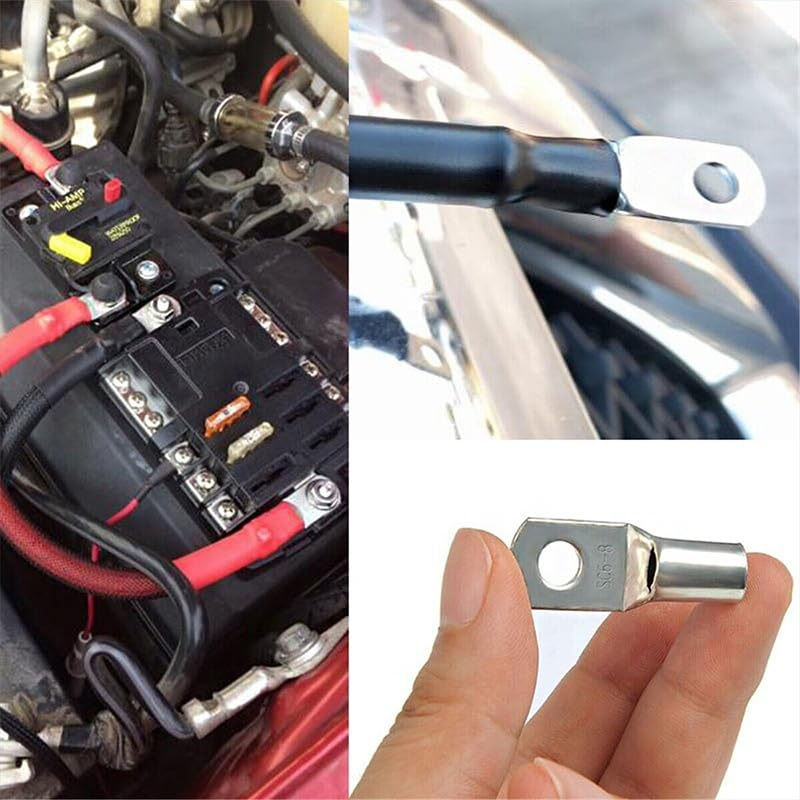 AIMALL 100/220/240Pcs 4WD Cable Lug Ring Battery Copper Tube Connector Kits Terminal Crimper, Silver Tinned Copper, for 4WD, UL Approved image number 6
