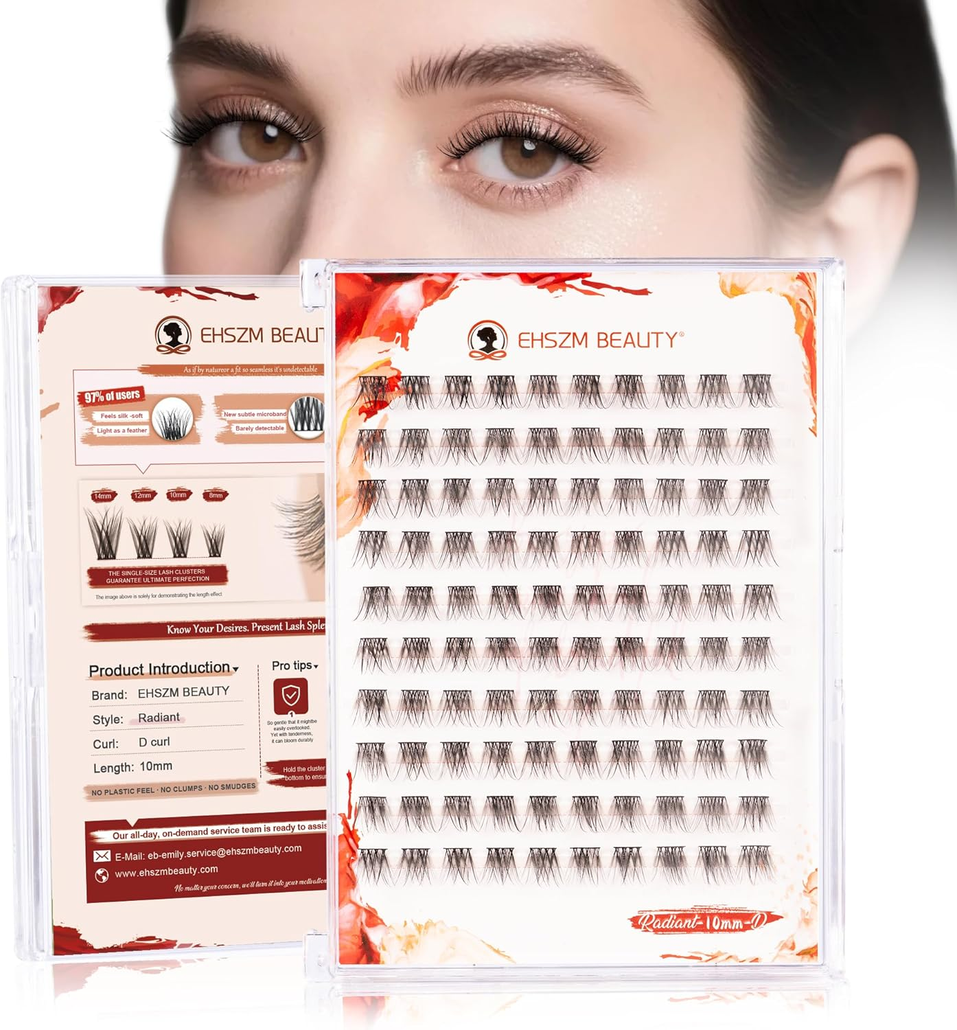 Upgraded,Cat Eye Lash Clusters 10-16Mm D Curl with No Plastic Feel,L Curl Lash Clusters,Ultra-Soft Individual Lashes with Thin Band/Long-Lasting and New Comfort, Mulan Style[Ehszm Beauty]