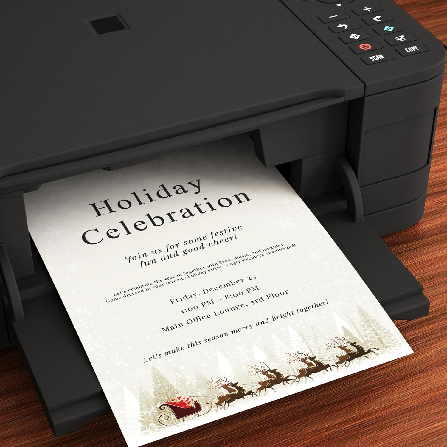 Santa & Reindeer Christmas Paper - 80 Sheets - Elegant Holiday Writing Paper for Seasonal Letters & Party Invitations - 8.5 X 11 - for Inkjet & Laser Printers