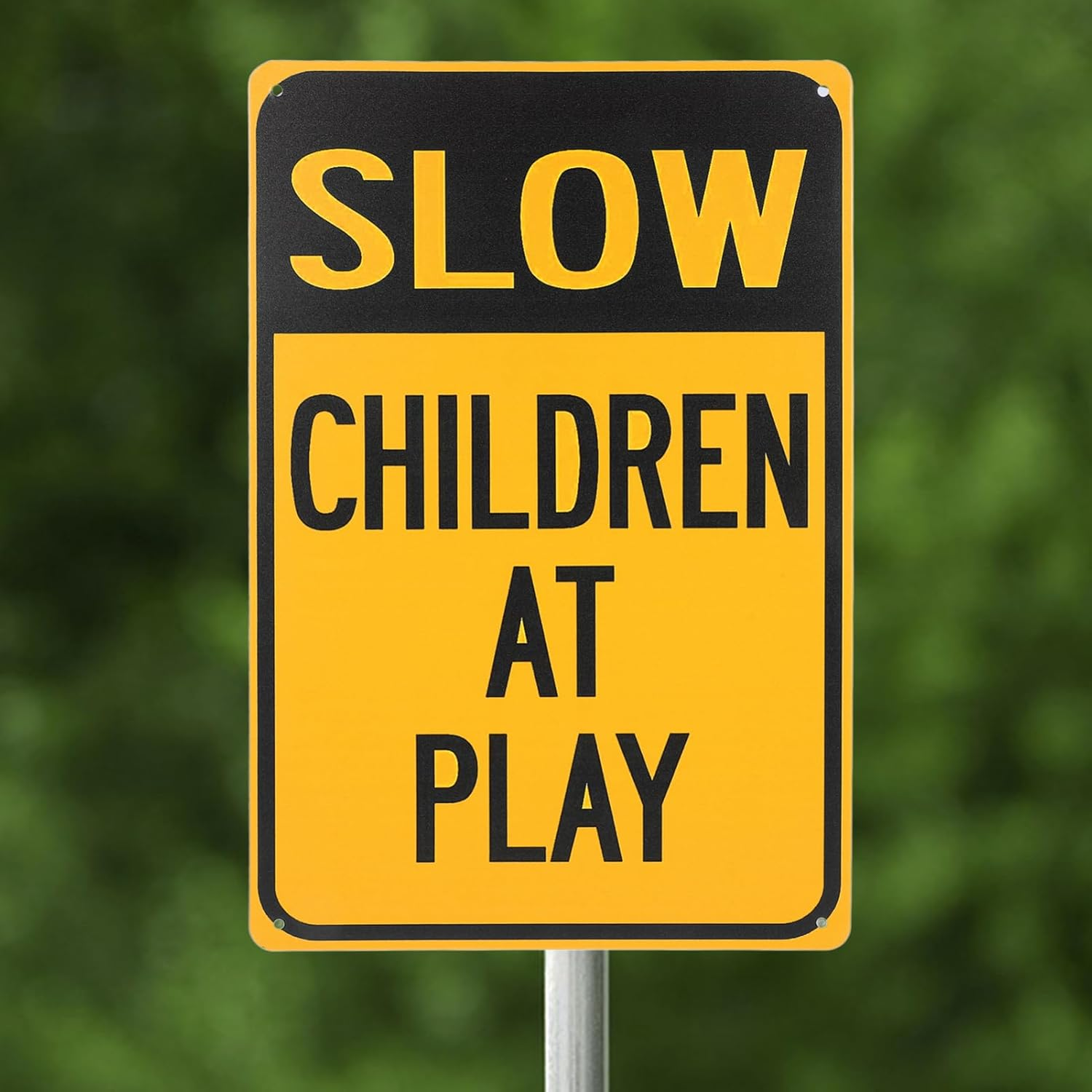Iplusmile 2Pcs Slow down Children at Play Sign, Metal Kids Playing Slow down Sign Fade Resistant Security Sign for Neighborhood Street Caution Yard Signs image number 5