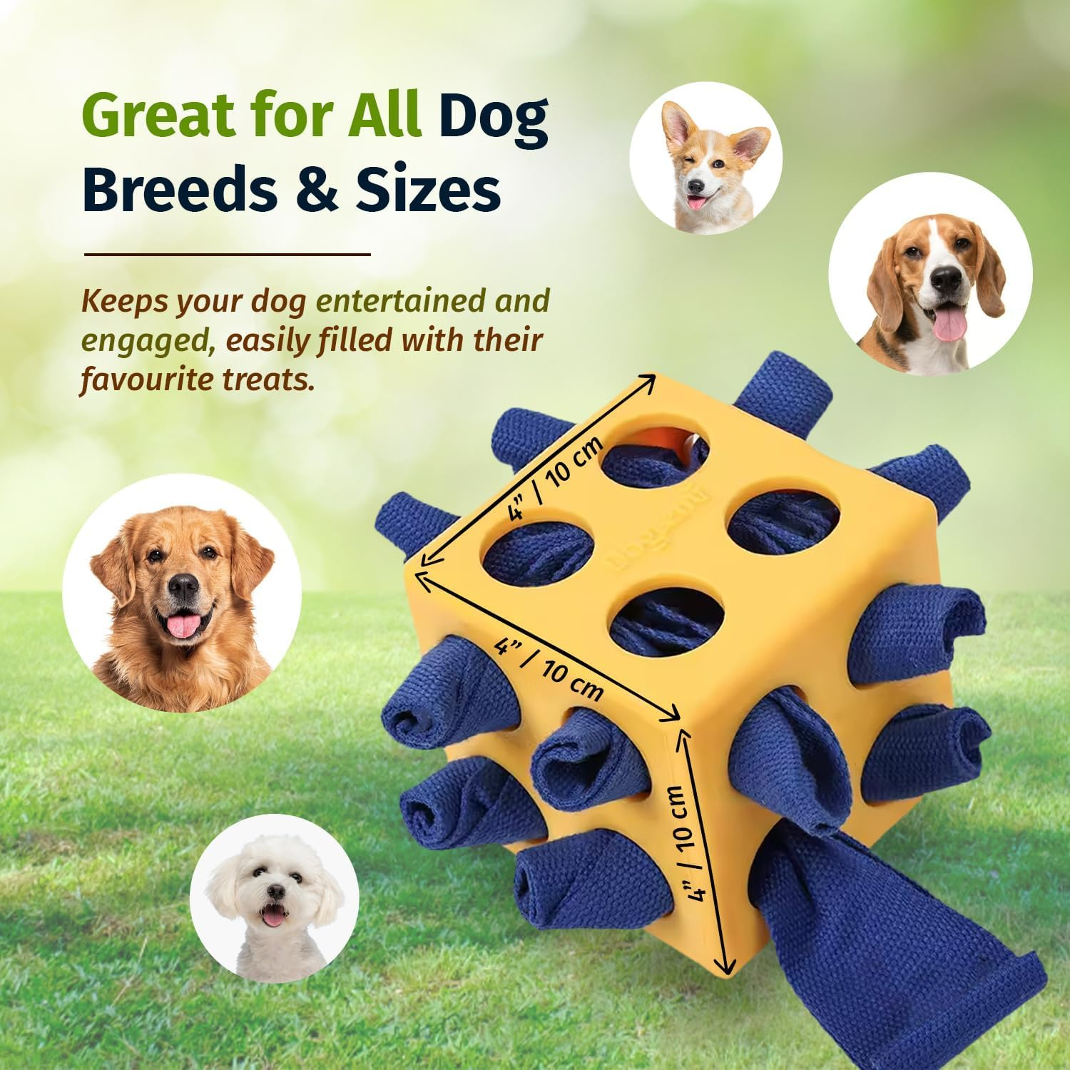 Interactive Dog Puzzle Toy, Snuffle Cube for Dogs Encourages Stimulation & Foraging Skills - Treat-Hiding Rope for Aggressive Chewers, Slow Feeder Training for Small, Medium, Large Dogs (Yellow) image number 1