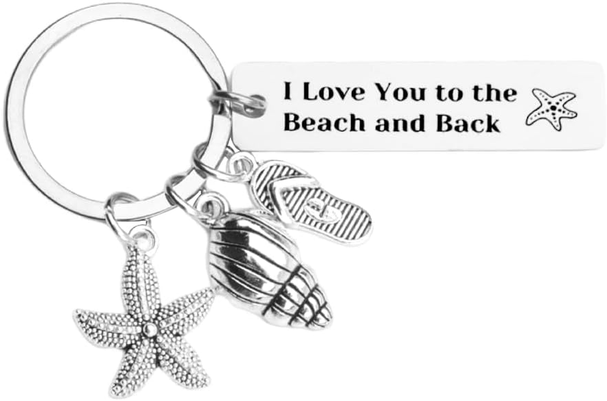Birthday Gifts for Mom Dad Christmas Birthday Gifts for Boyfriend Girlfriend I Love You to the Beach and Back Keychain Gifts for Grandpa Grandma Beach Lover Women Men image number 1