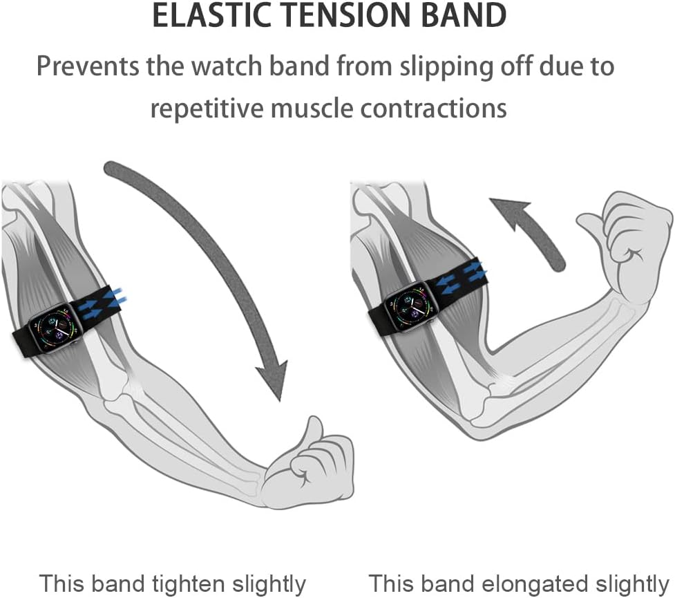 JEMACHE Elastic Unisex Arm/Ankle Band Compatible with Apple Watch 41/40/38Mm Iwatch Series 9 8 7 6 5 4 3 2 SE - Sport Armband or Ankleband (Black) image number 4