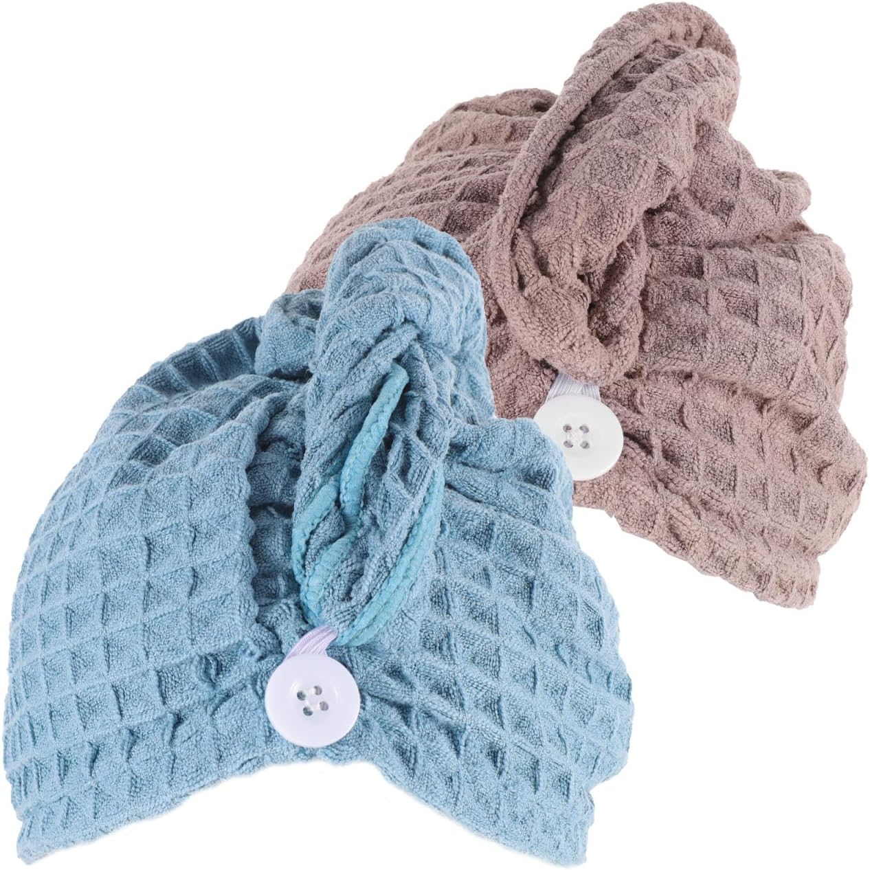 TOVINANNA Hair Drying Towel Wrap for Wet Hair with Button Closure Quick Absorbent Microfibre Turban Towel for Home Spa Use