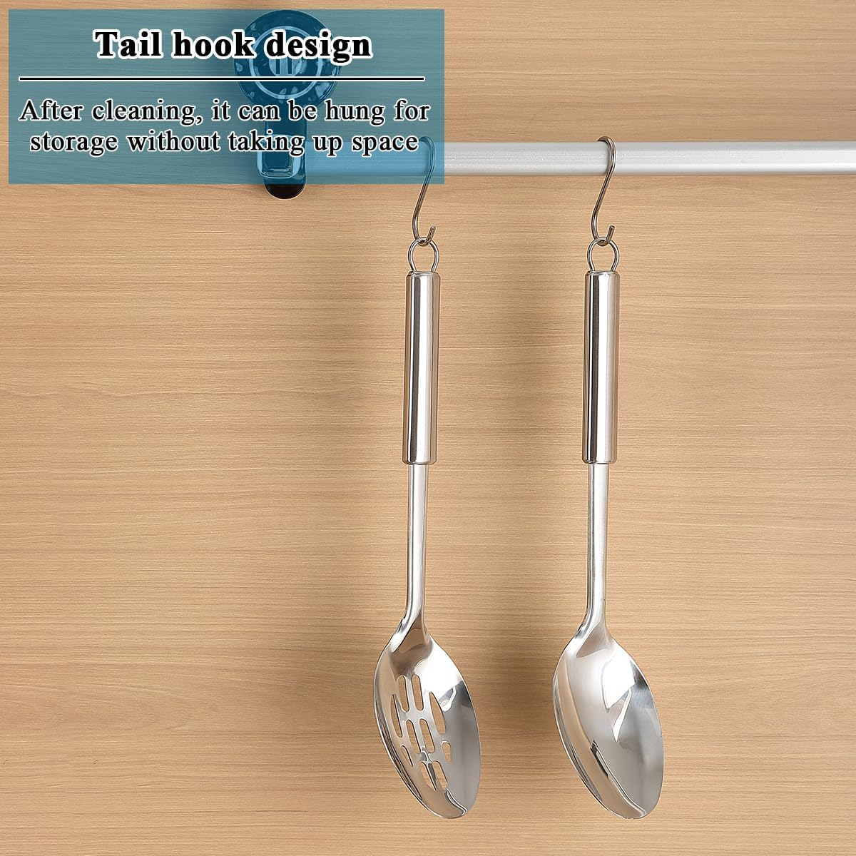 Cooking Spoons Set, Reanea Stainless Steel Kitchen Solid Slotted Spoon, Cooking Utensils Set, Mixing, Serving, Stiring Large Spoons, Gifts for Home, Restaurant