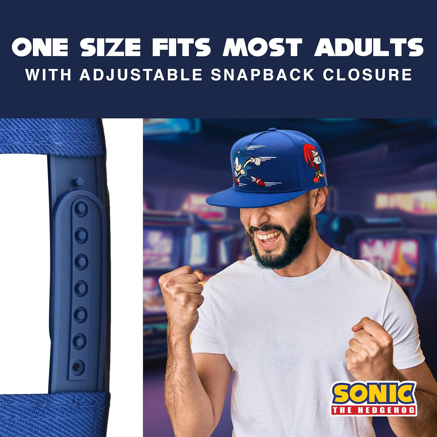 Concept One Men'S Sonic the Hedgehog Cap, Embroidered Logo Baseball Hat with Flat Brim, Adjustable image number 4