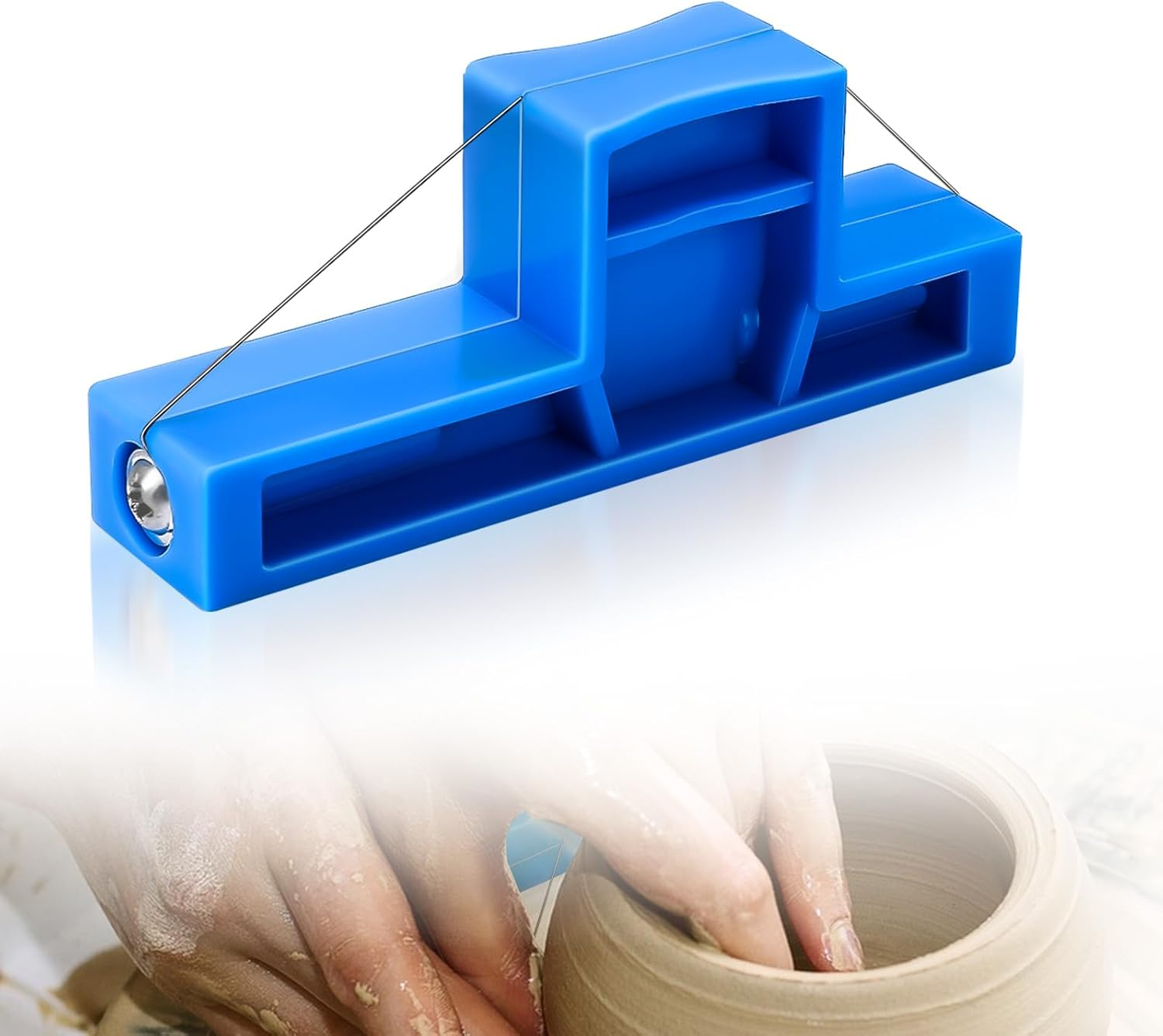 Angle Cutting Clay Tool Steel Wire Bevel Cutter Small Pottery Angle Cutter Plastic Pottery Trimming Tools Blue Plastic Ceramic Wire Cutters for Pottery, Ceramics, and Sculpting, 2.7 X 1.1 Inches image number 1