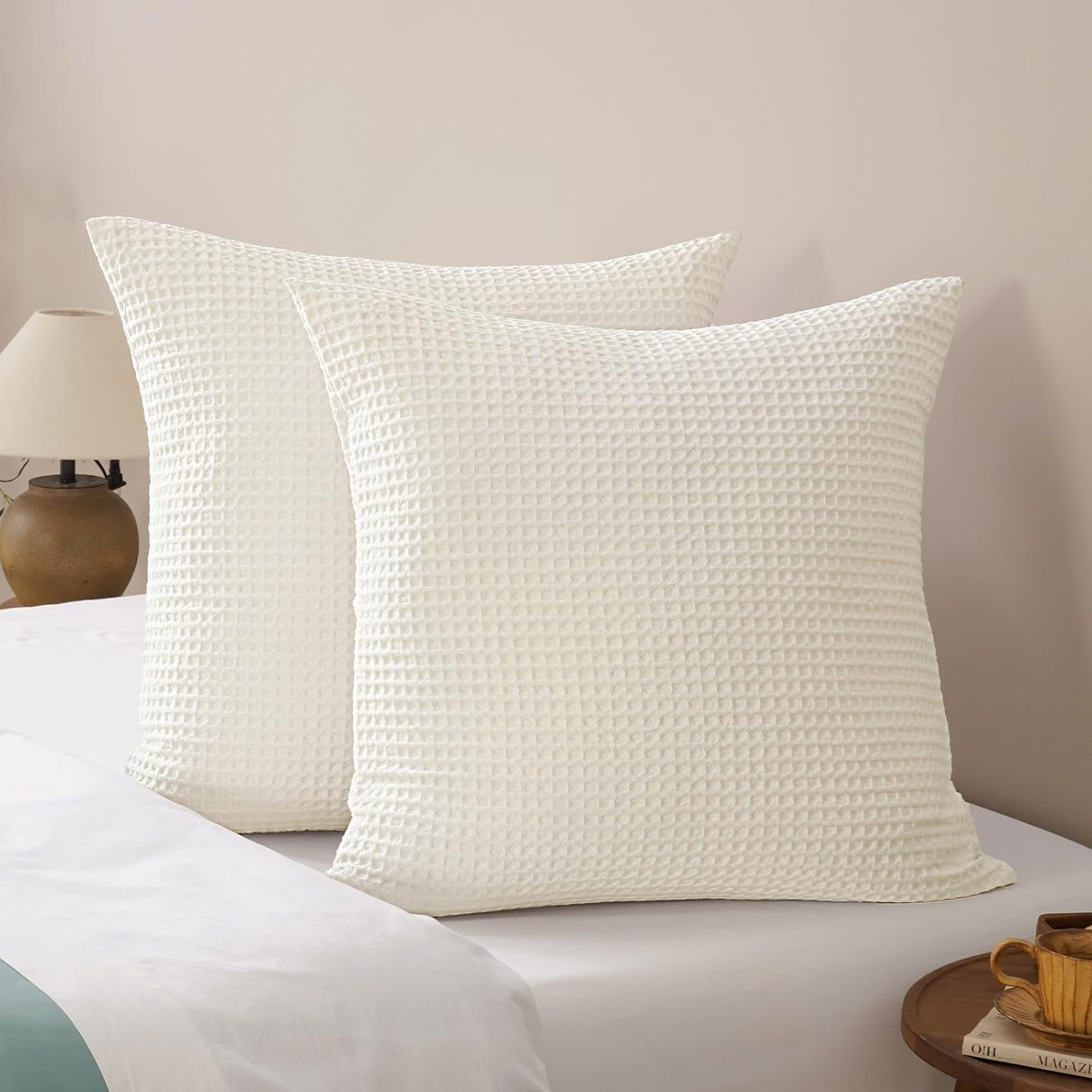 PHF Ultra Soft Waffle Weave Body Pillowcase 20" X 54", No Insert, Breathable & Skin-Friendly Body Pillow Sham with Zipper, Decorative Waffle Weave Body Pillow Cover, Linen