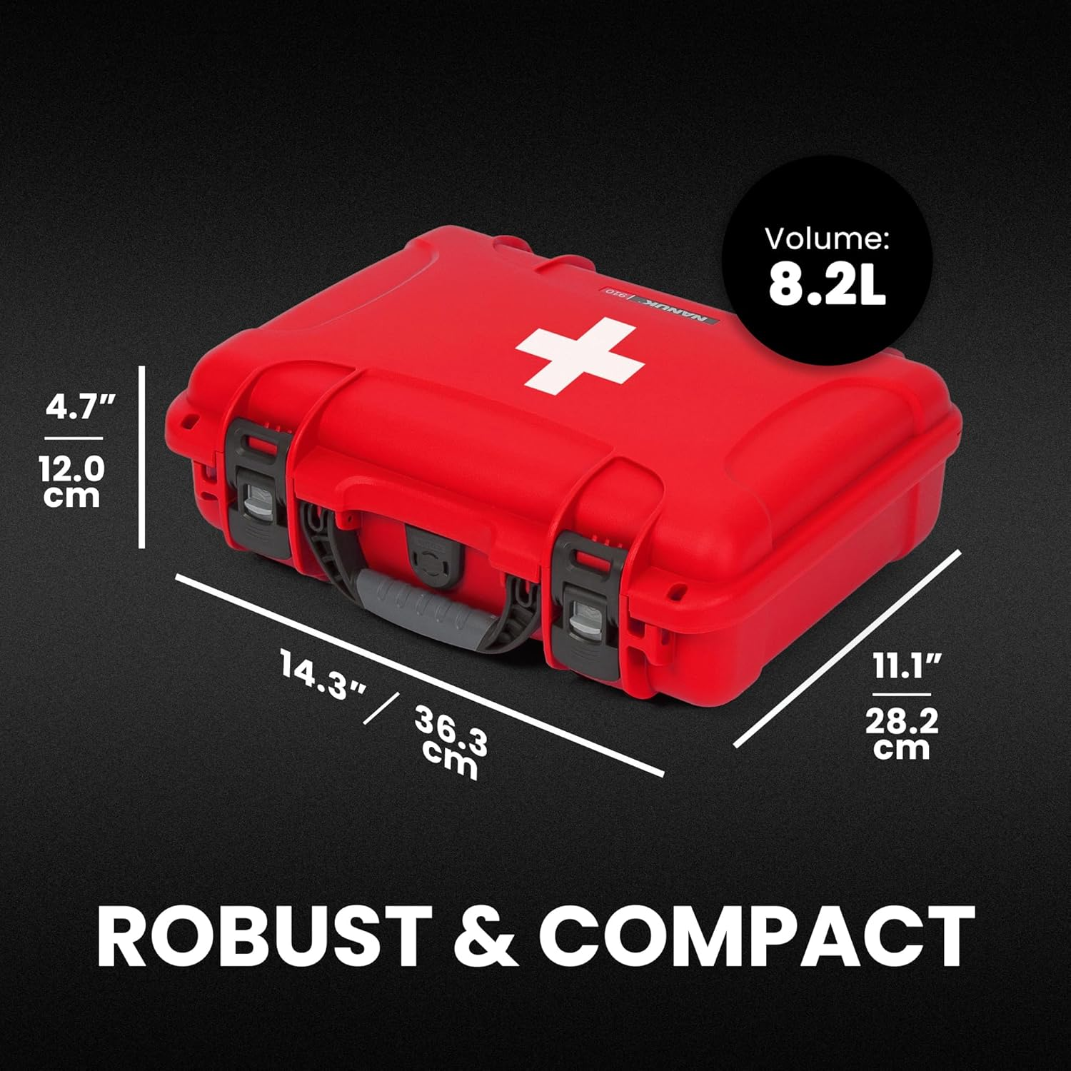 NANUK 910 Waterproof First Aid Box Empty &ndash; Durable, Medical First Aid Organizer Case, Ip67-Rated, Dustproof, Impact-Resistant, and Floats (7.4" X 4.9" X 3.1") &ndash; Red image number 2