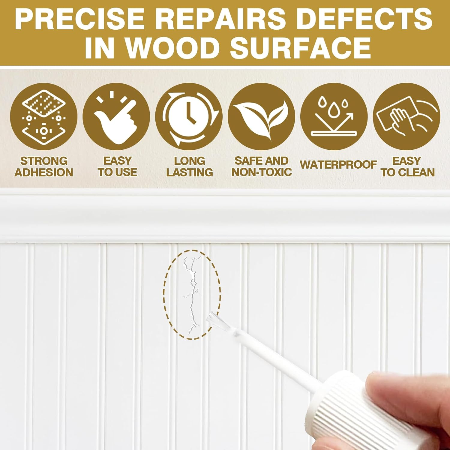 Astravox Wood Touch up Paint, 1.5 Oz White Paint for Wood Repair Scratches, Spots and Chips, Strong Adhesion Waterproof Quick Dry for Doors Tables Furniture Kitchen Cabinets Dressers - Black001 image number 4