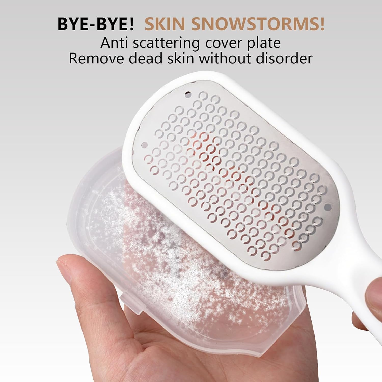 Pack of 2 Pedicure Callus Rasp 2-In-1 with Crumb Tray - for Dry and Wet Feet - Removes Calluses - Double Foot Rasp (Black and White) image number 5