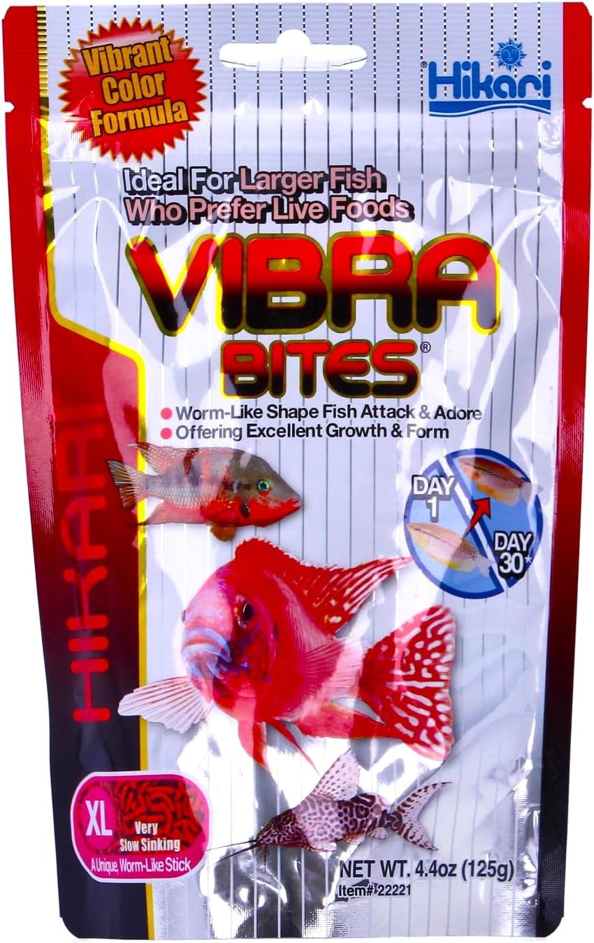 Hikari Vibra Bites XL 125G Blood Worm like Stick Slow Sinking Fish Food for Colour