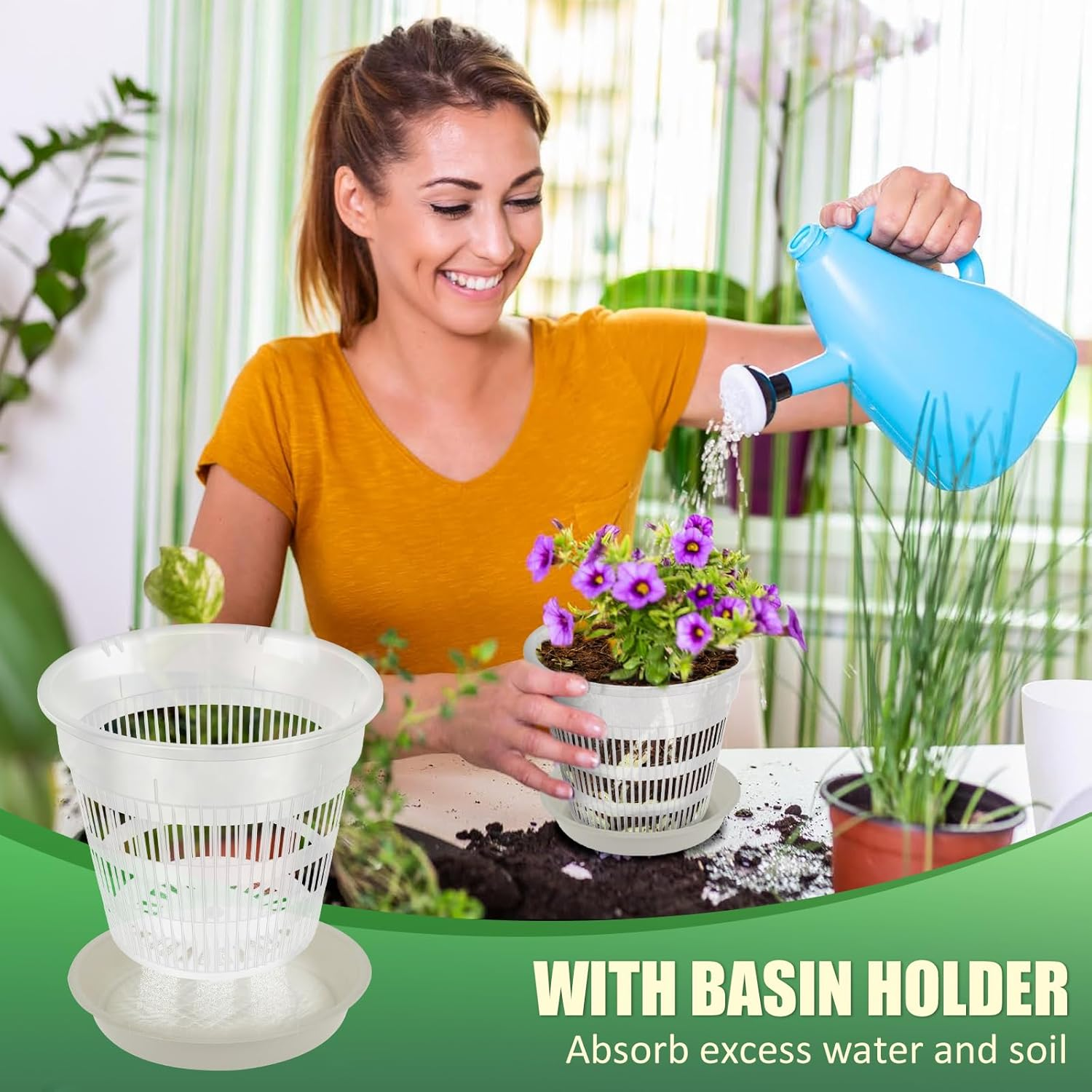 Fwqofvk 15Pcs Plastic Clear Orchid Pot for Root Health, 3 Sizes Orchid Repotting Pot with Hole and Saucer, Breathable Slotted Pot Flower Plant Pot for Small Plants image number 3